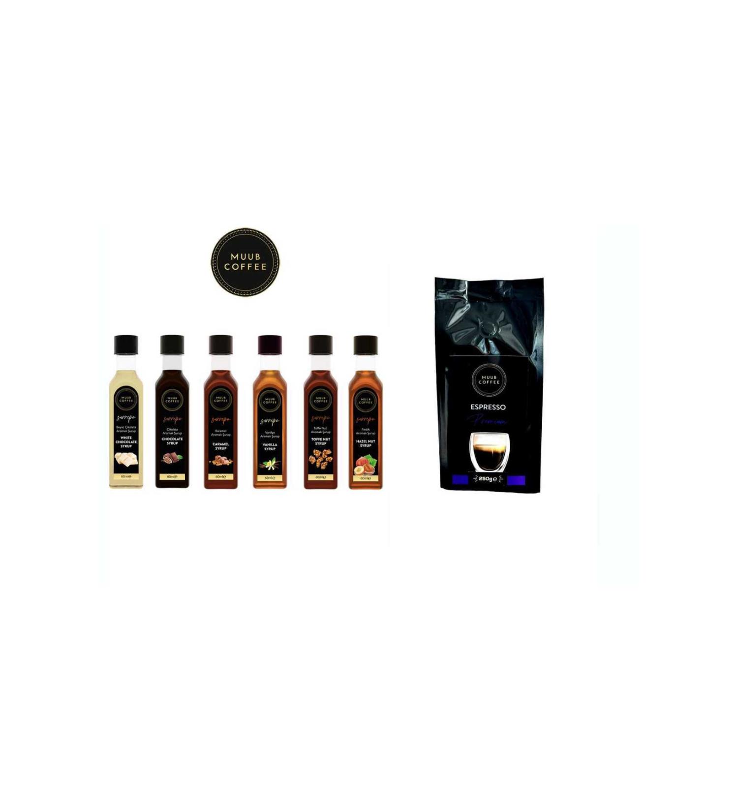 MUUB COFFEE Advantageous Package 6 Coffee Syrup Series (6X60ML) Espresso Premium 0 Arabica Bean 250 gr