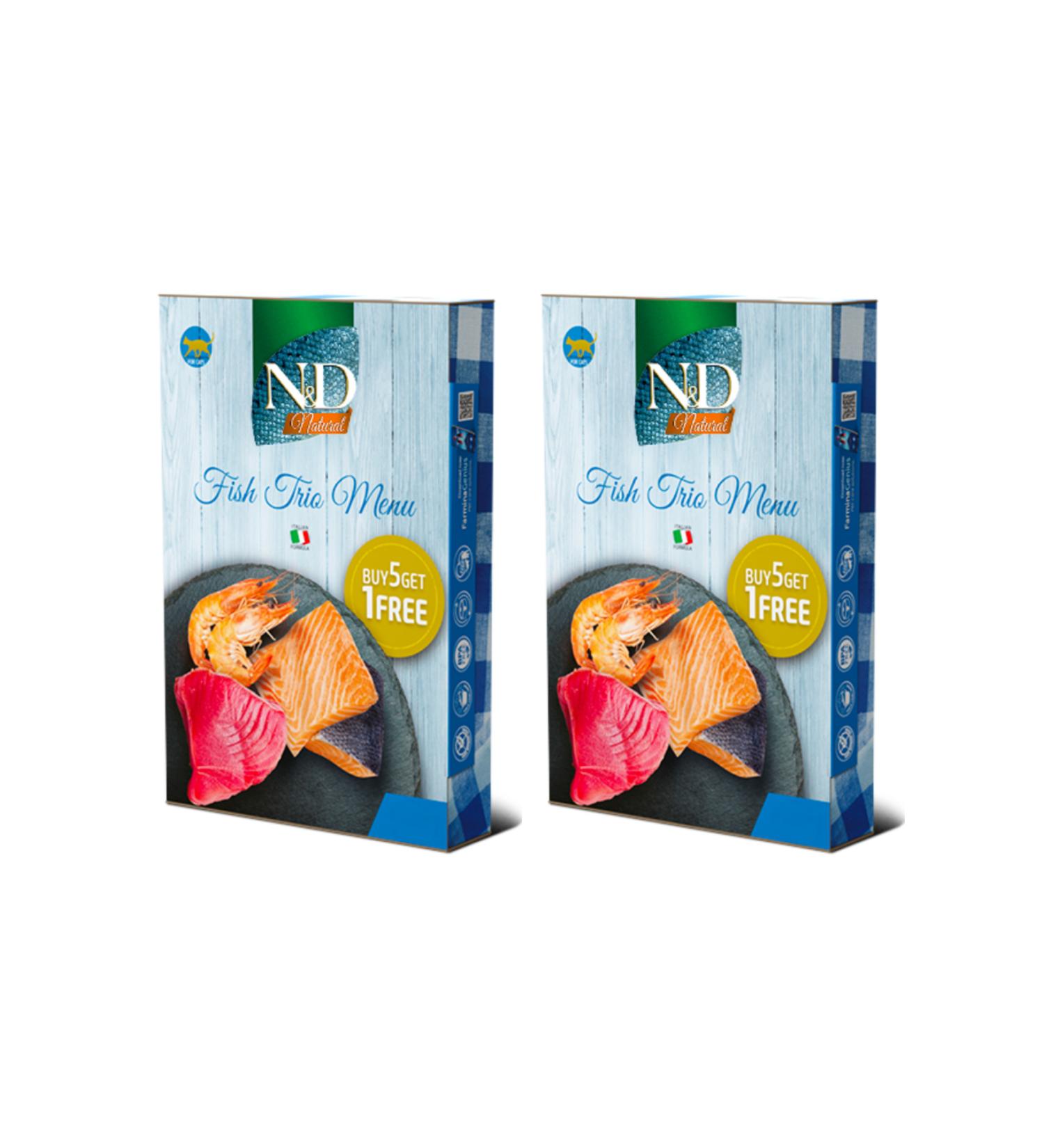 N & D Fish Trio Menu Fish Adult Cat Canned Food 70gr (BUY 6 PAY 5) - 2 Packs