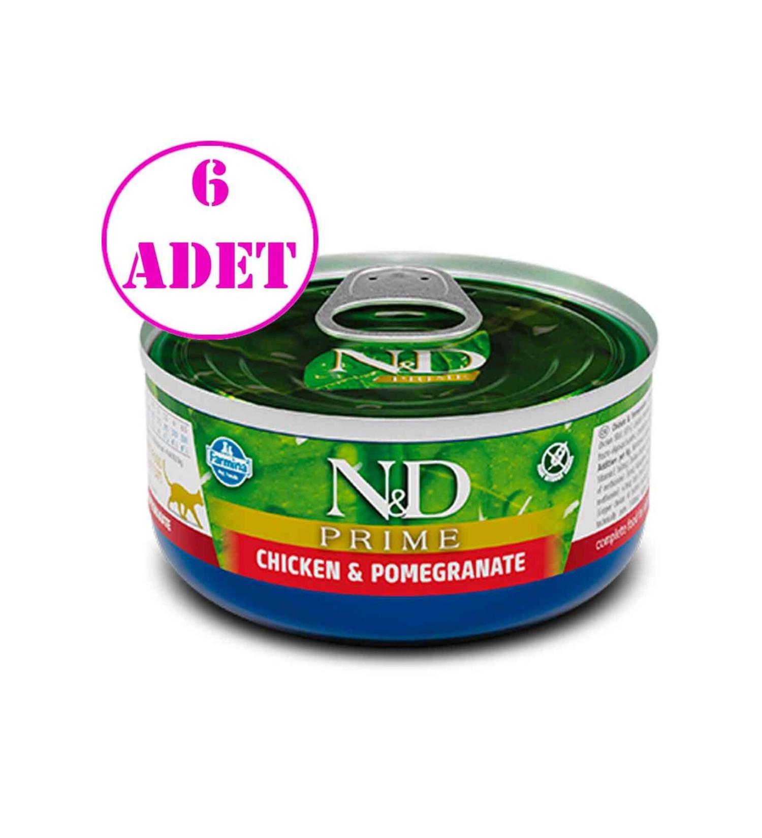 N & D Nd Prime Grain-Free Chicken Pomegranate Cat Canned Food 70 Gr 6 Pieces