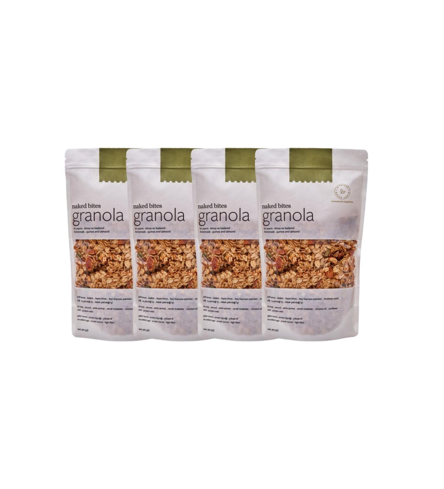 naked bites Granola Bundle - Quinoa & Almond - 360 Gr X 4 Pcs