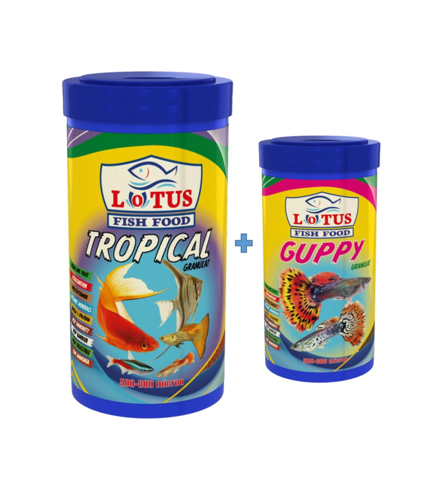 Lotus Tropical 1000 ml + Guppy 100 ml Fish Food