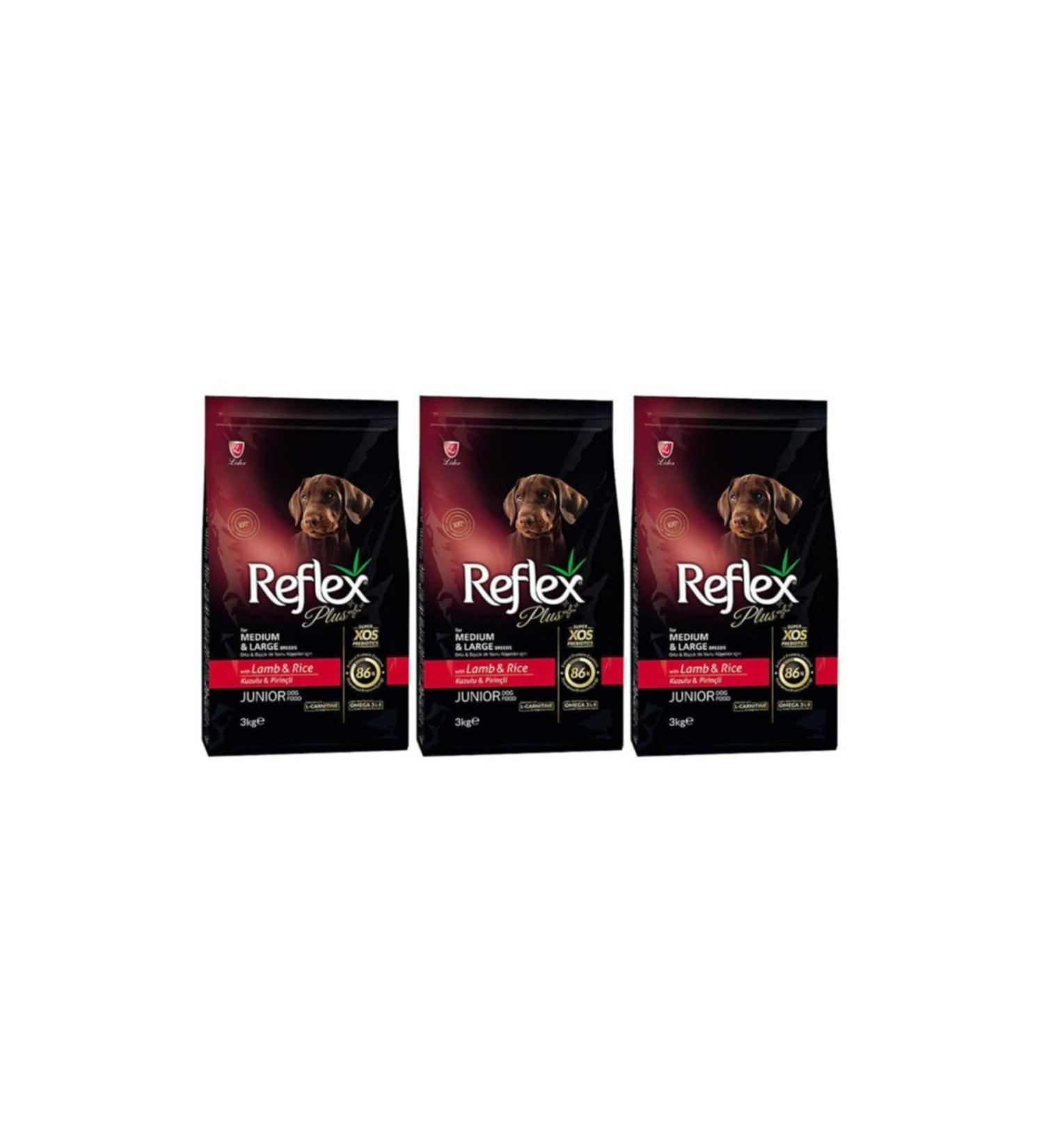 Reflex Medium Large Breed Lamb and Rice Puppy Dog Food 3 Kg x 3 Pieces