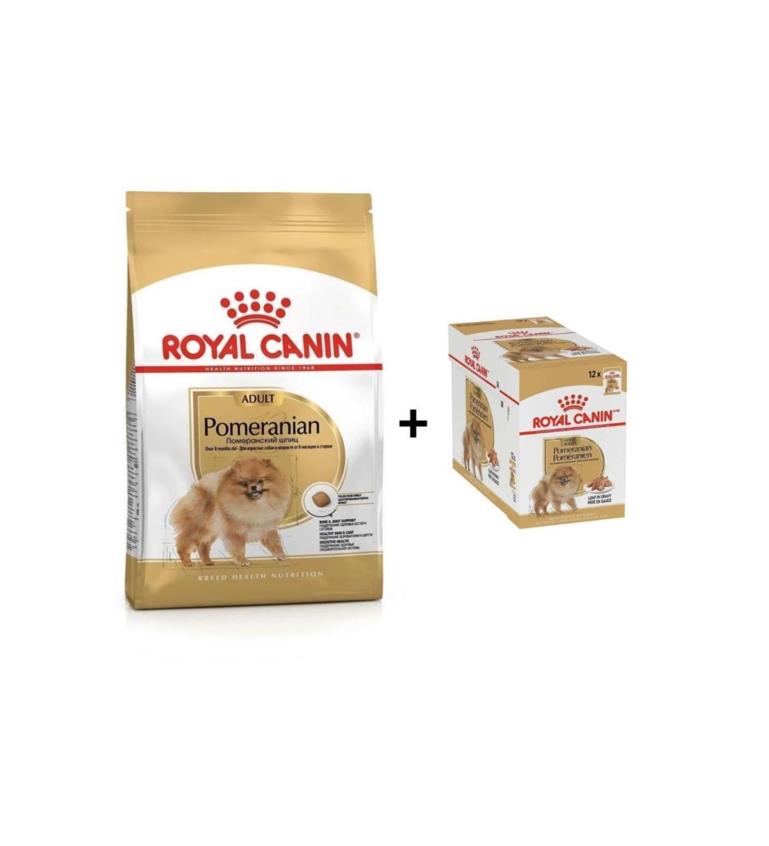 Royal Canin Pomeranian Adult Dog Food 1.5 Kg + 12 Pieces Wet Food