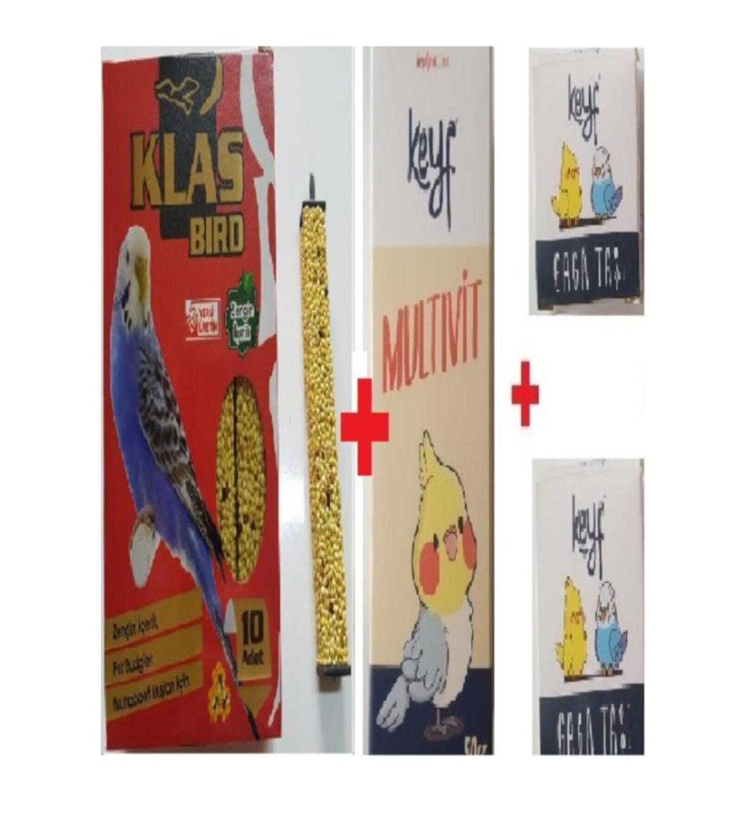 Klas Bird Budgie Honey Cracker 10 Pieces + Budgie Vitamin 50 Cc + 2 Pieces Beak Stone