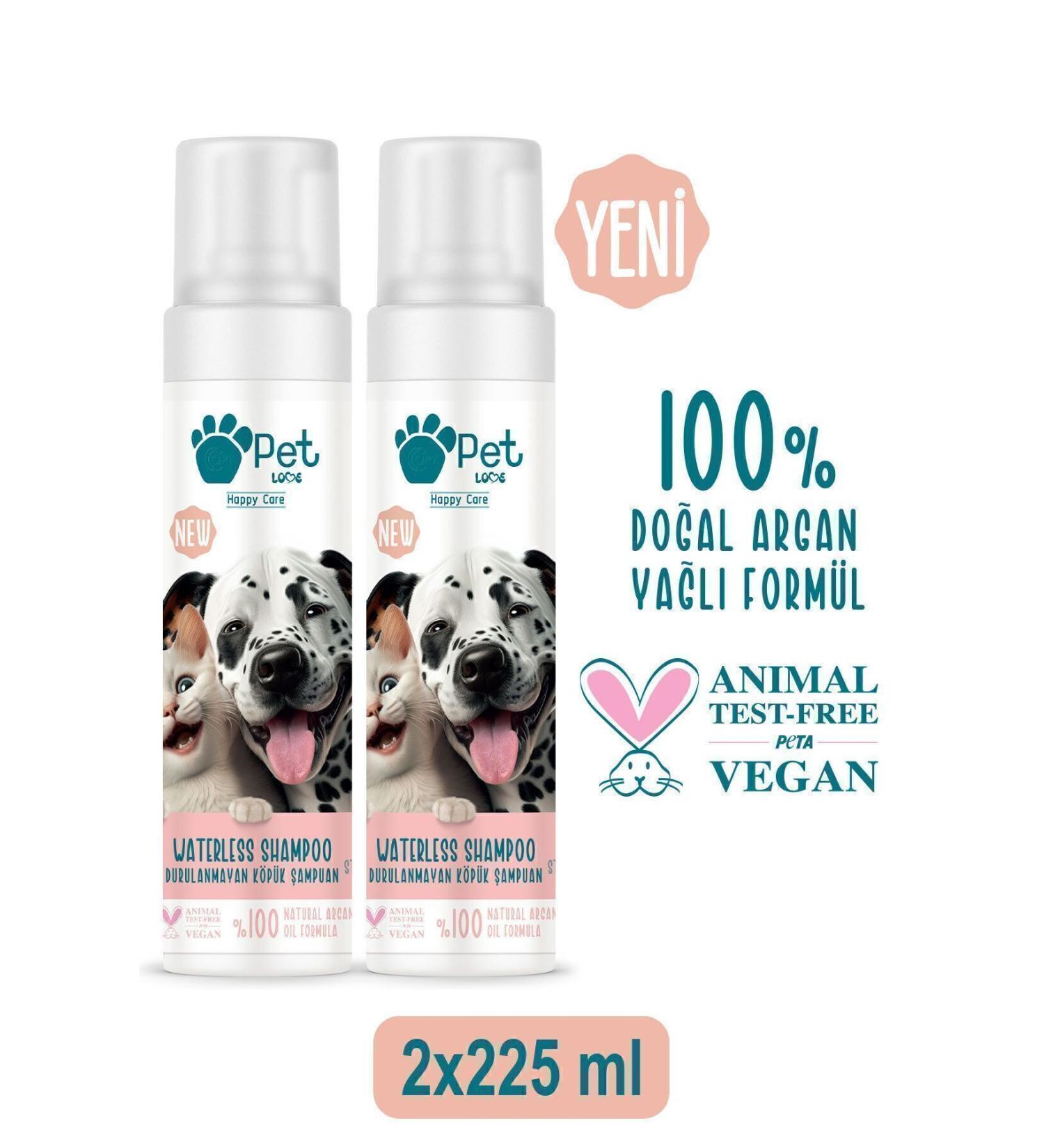 Pet Love No-Rinse Foam Shampoo for Cats and Dogs Strawberry 2x225 ml - Buy Online on GoSupps.com