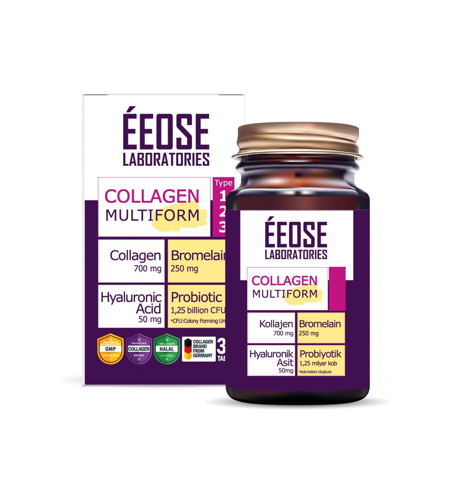 Eeose Multiform Collagen Bromelain Hyaluronic Acid And Probiotic 30 Tablets - Buy Online on GoSupps.com