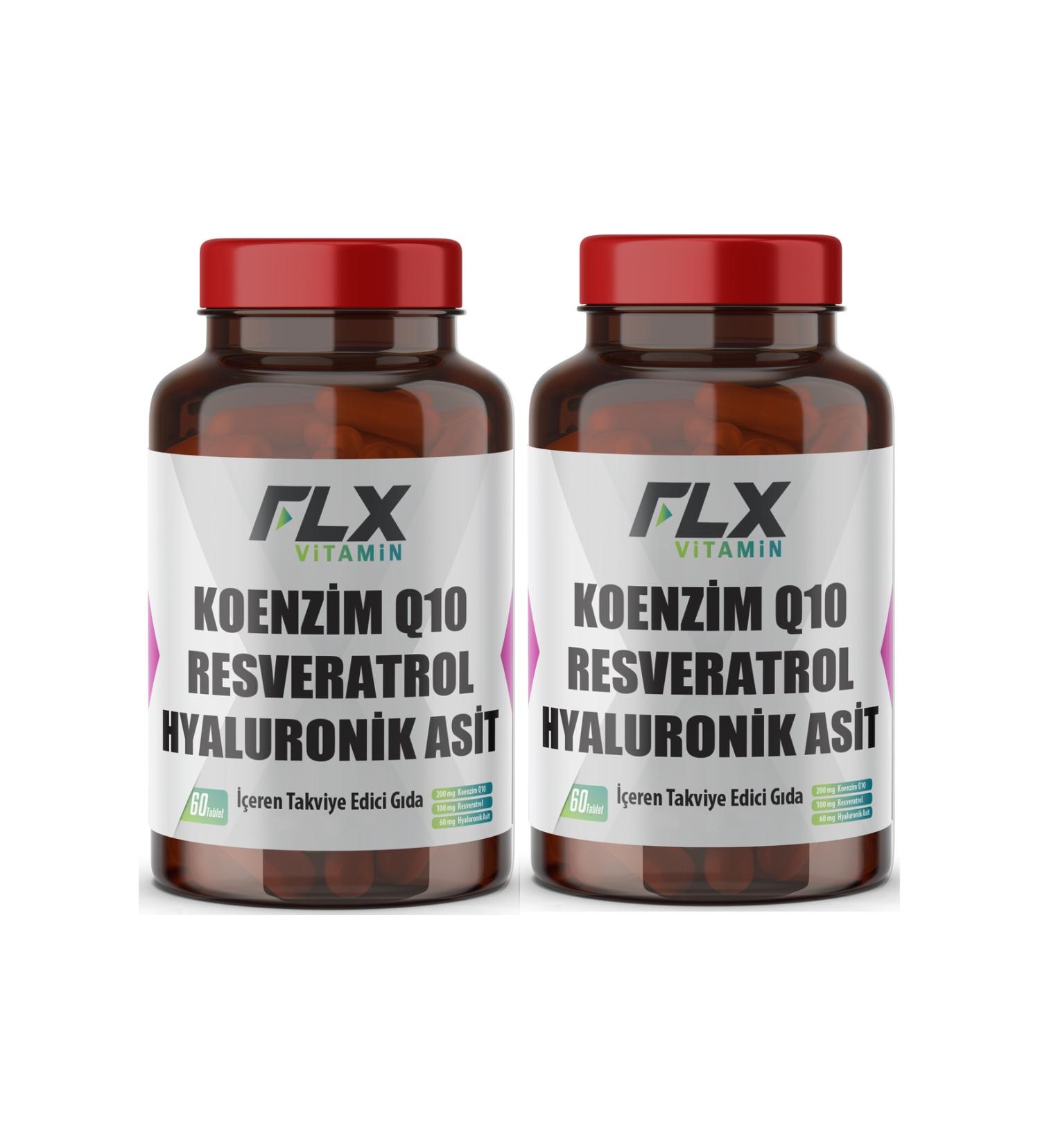FLX Coenzyme Coenzyme Q-10 200 Mg Hyaluronic Acid Resveratrol 60 Tablets - Buy Online on GoSupps.com