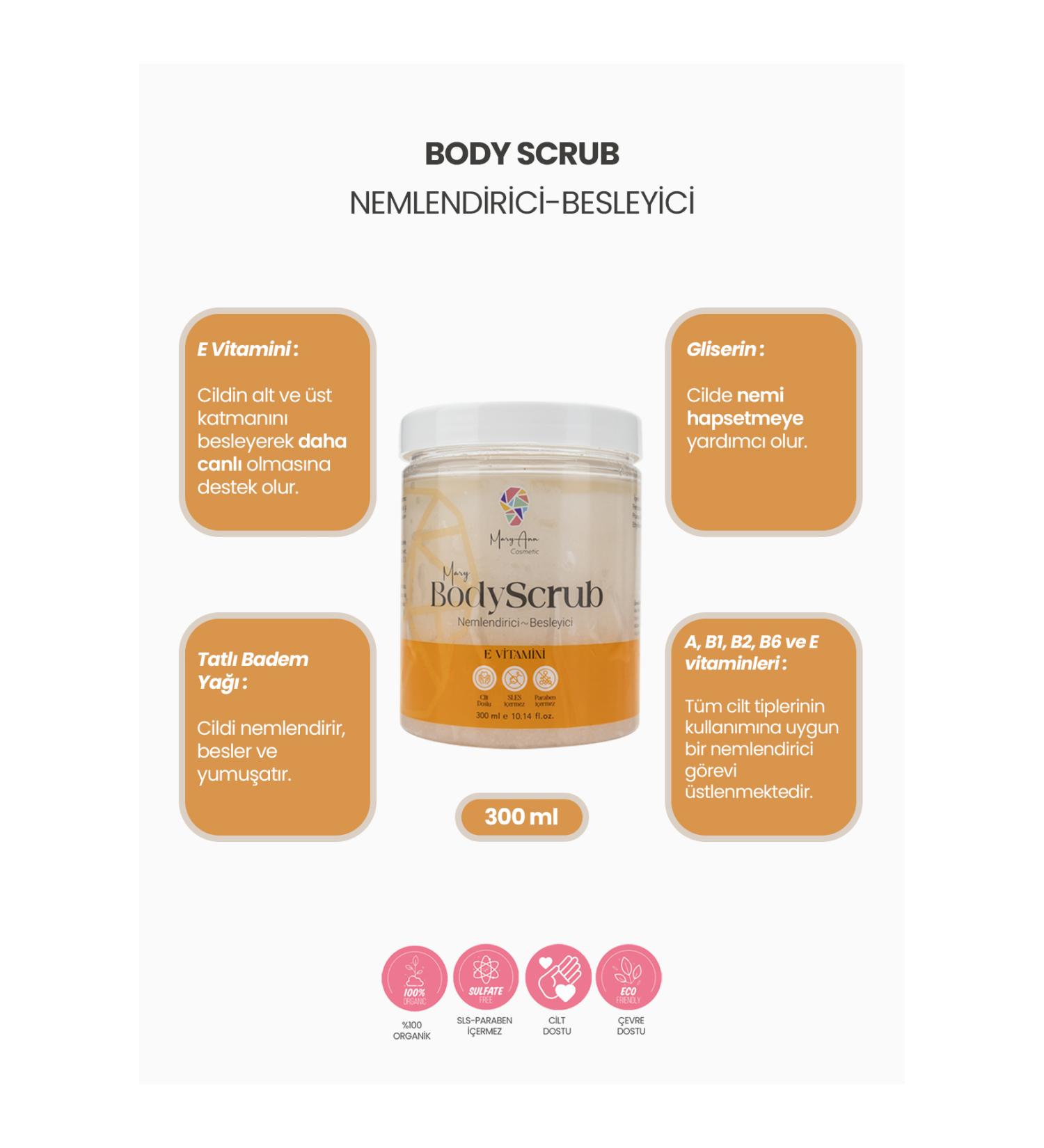 MaryAnn Cosmetic Body Scrub Moisturizing and Nourishing Vitamin E Body Peeling 300 ml - Buy Online on GoSupps.com