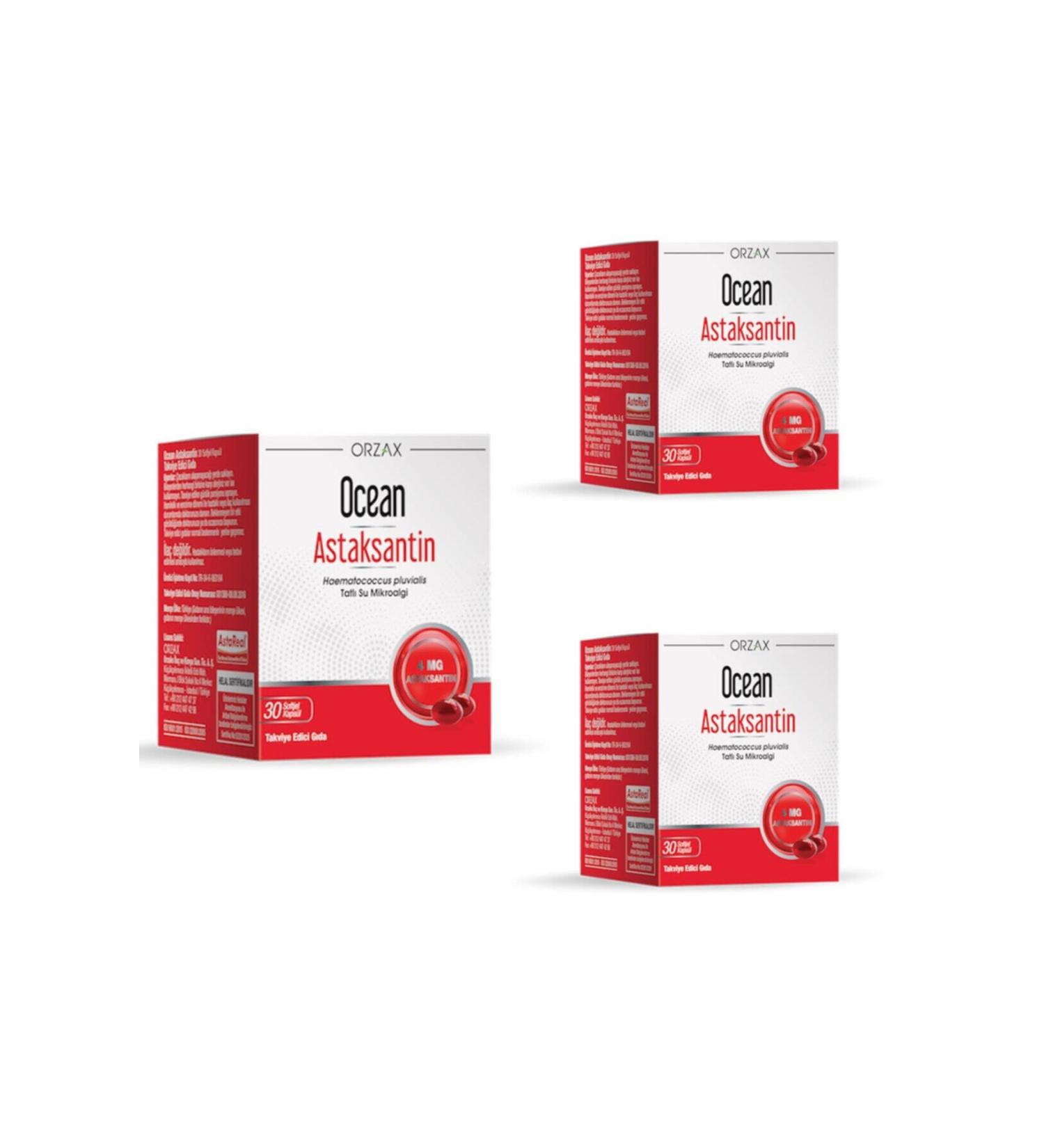 Ocean Astaxanthin Natural Antioxidant 30 Capsules X3 Pieces