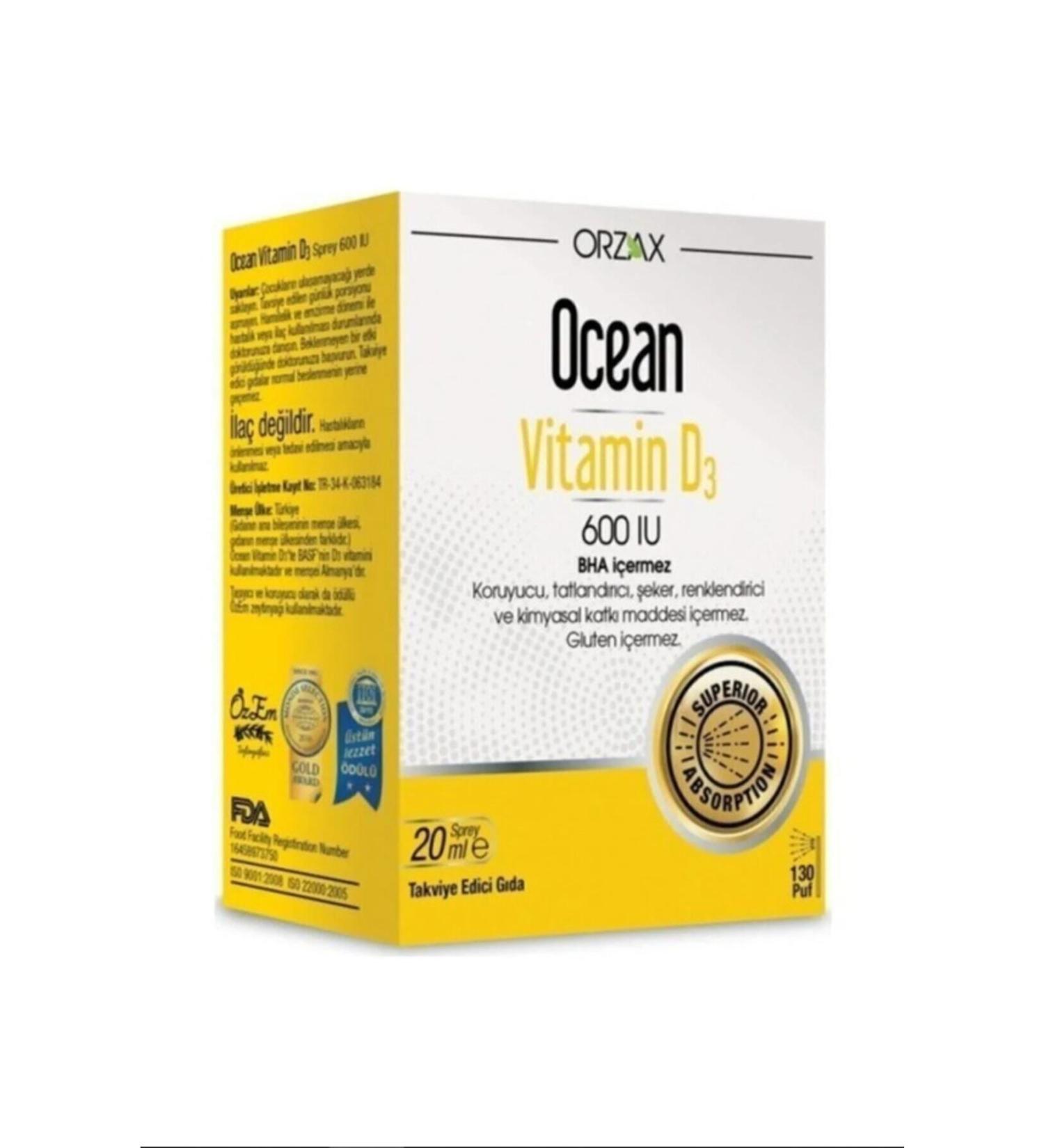 Ocean Vitamin D3 - Ocean Vitamin D3 1000 Iu Spray 20 Ml X4 Pieces