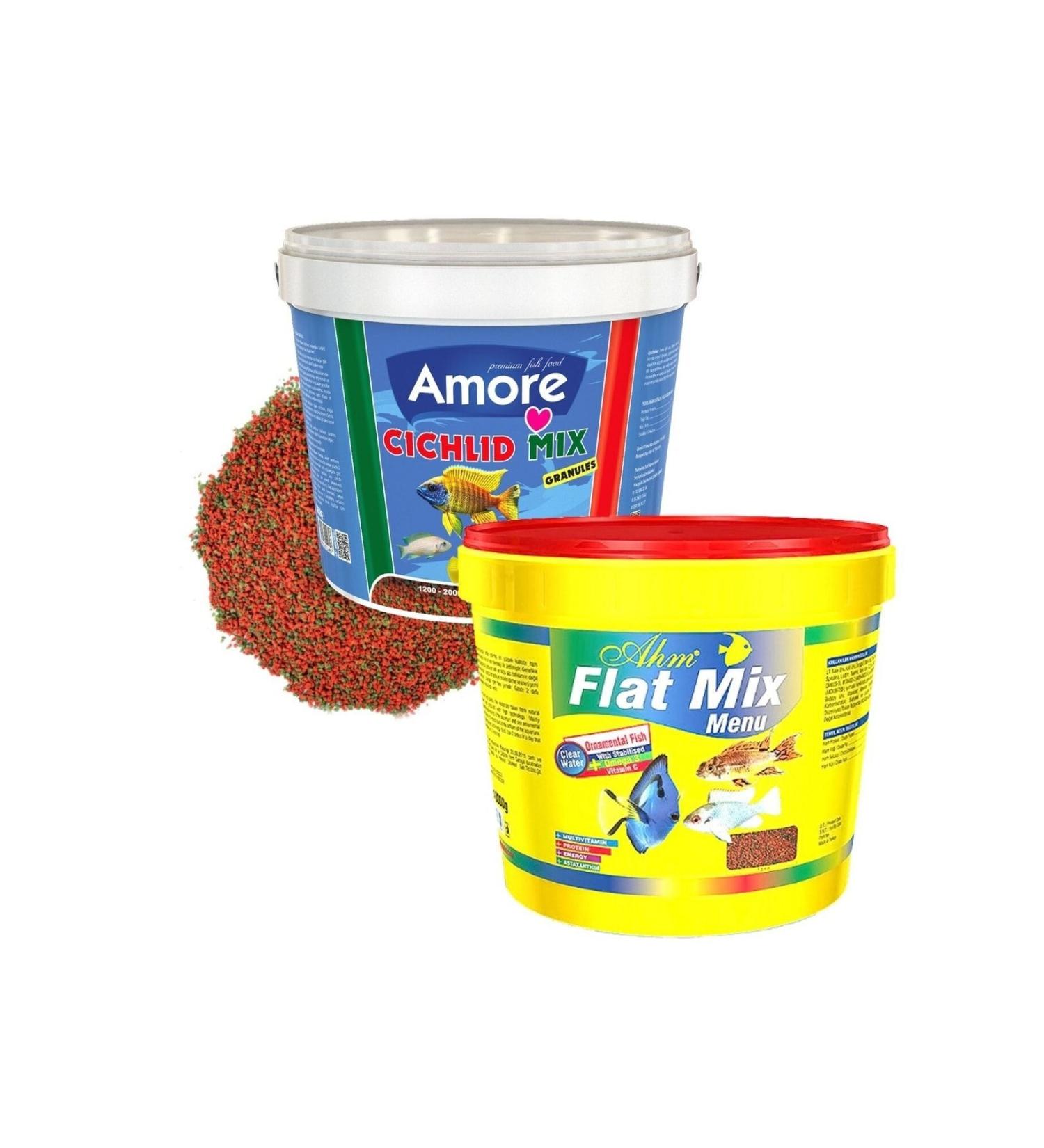 AMORE Cichlid Mix Granules 1000ml Ahm Cichlid Green Granules 250ml Aquarium Fish Food