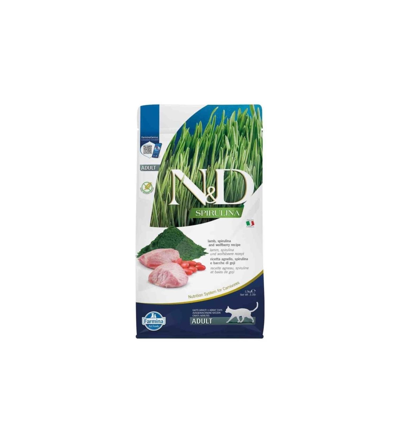 & D Spirulina Recommended Lamb Adult Cat Food 1.5kg - Buy Online on GoSupps.com