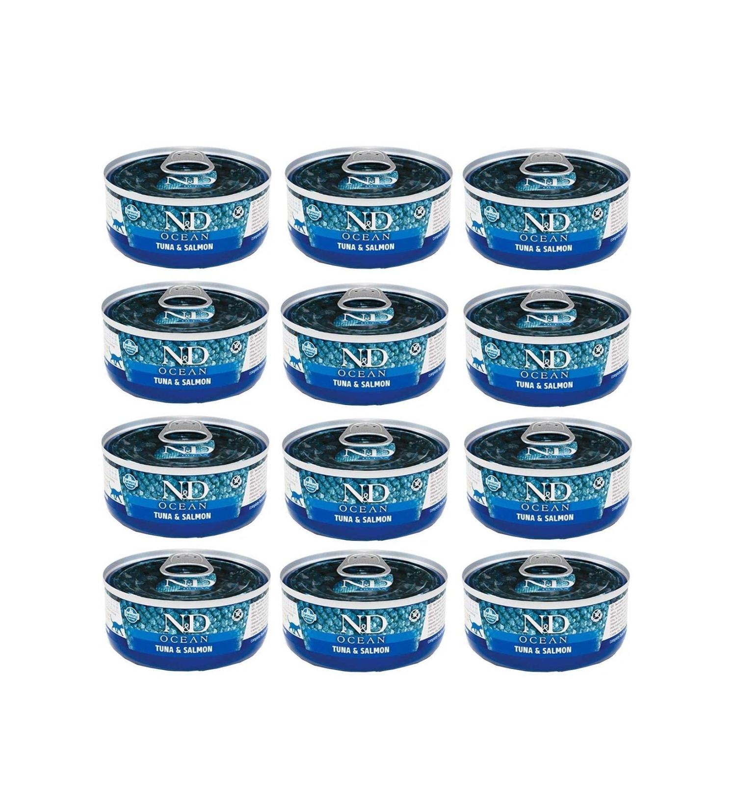 Farmina N&d Ocean Tuna and Salmon Adult Cat Canned Food 70 Gr 12 Pieces
