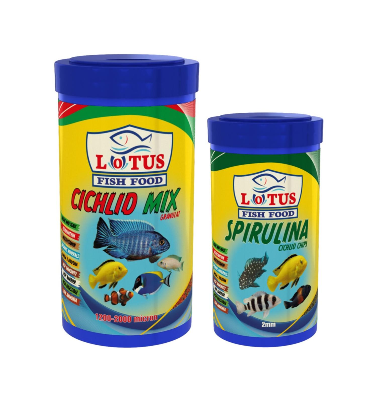 Lotus Cichlid Jumbo Chips 1000 Ml 300 Gr Box Large Protein Fish Food