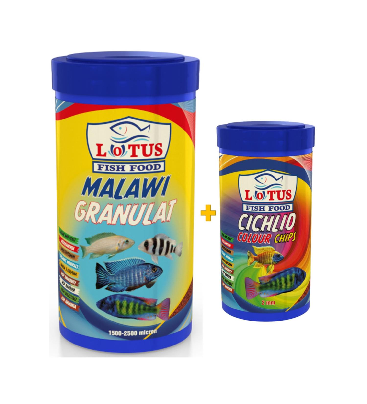 Lotus Malawi Granulat 1000 Ml + Cichlid Color 250 Ml Fish Food