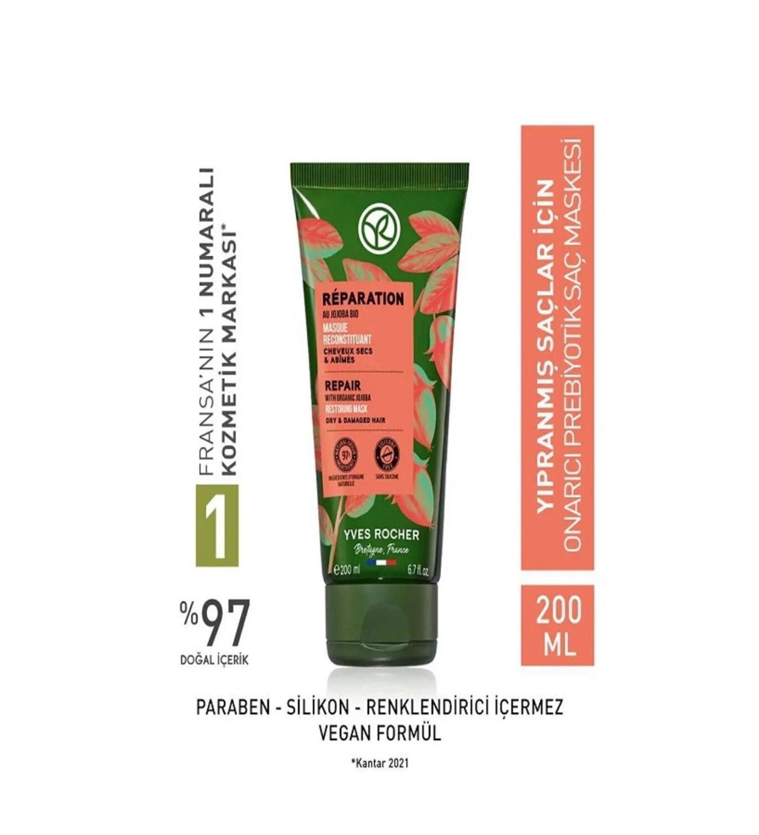 Yves Rocher Repairing Prebiotic Hair Mask - Damaged Hair 200 ml