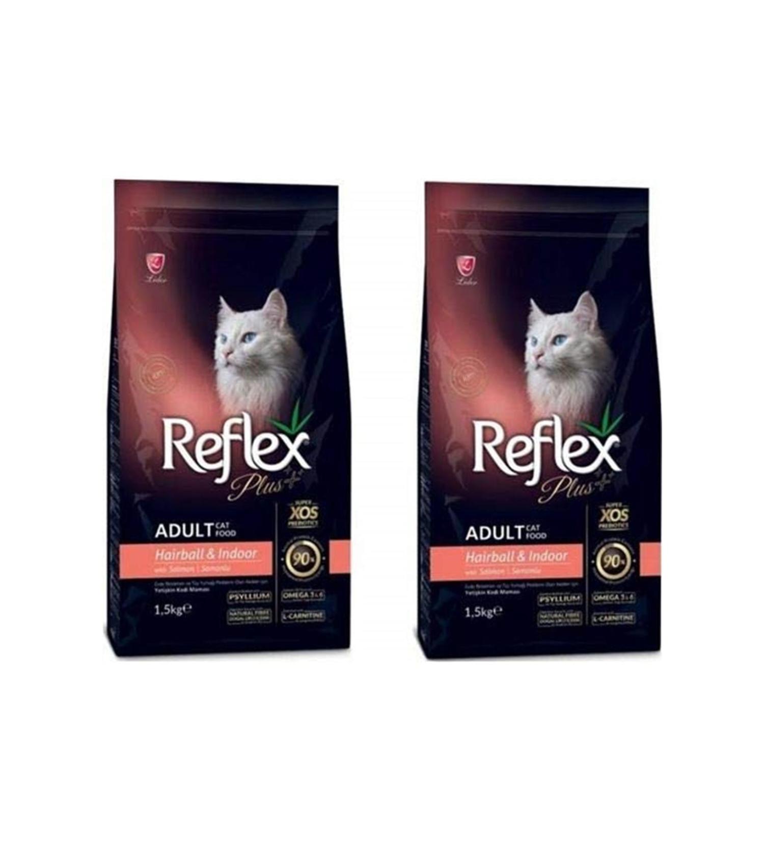 Reflex Plus Hairball & Indoor Salmon Adult Cat Food 1.5 kg - 5 Pieces