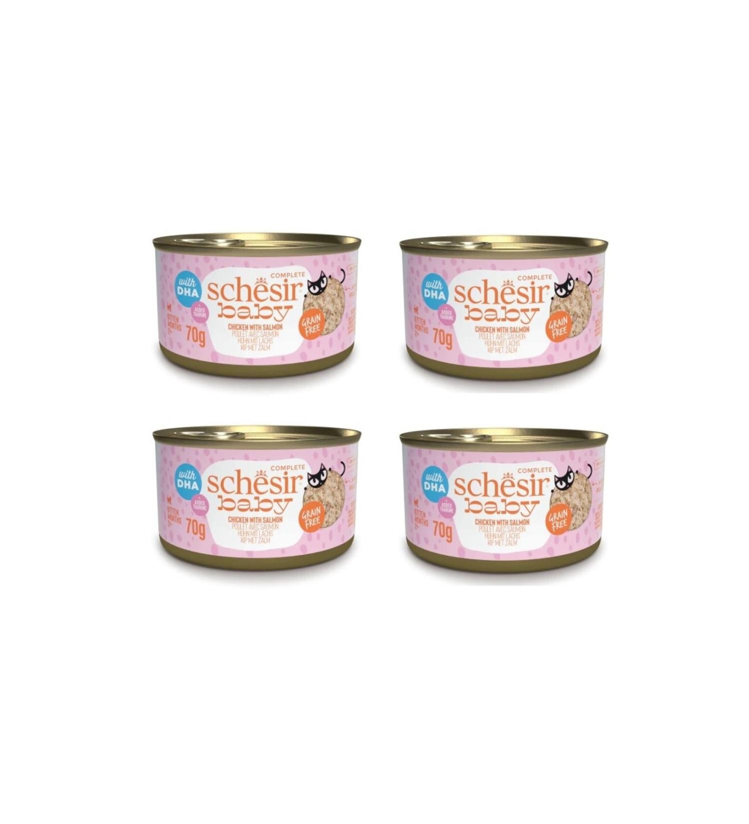 Schesir Baby Cat Chicken and Salmon Kitten Canned Food 70 Gr. X 4 Pieces