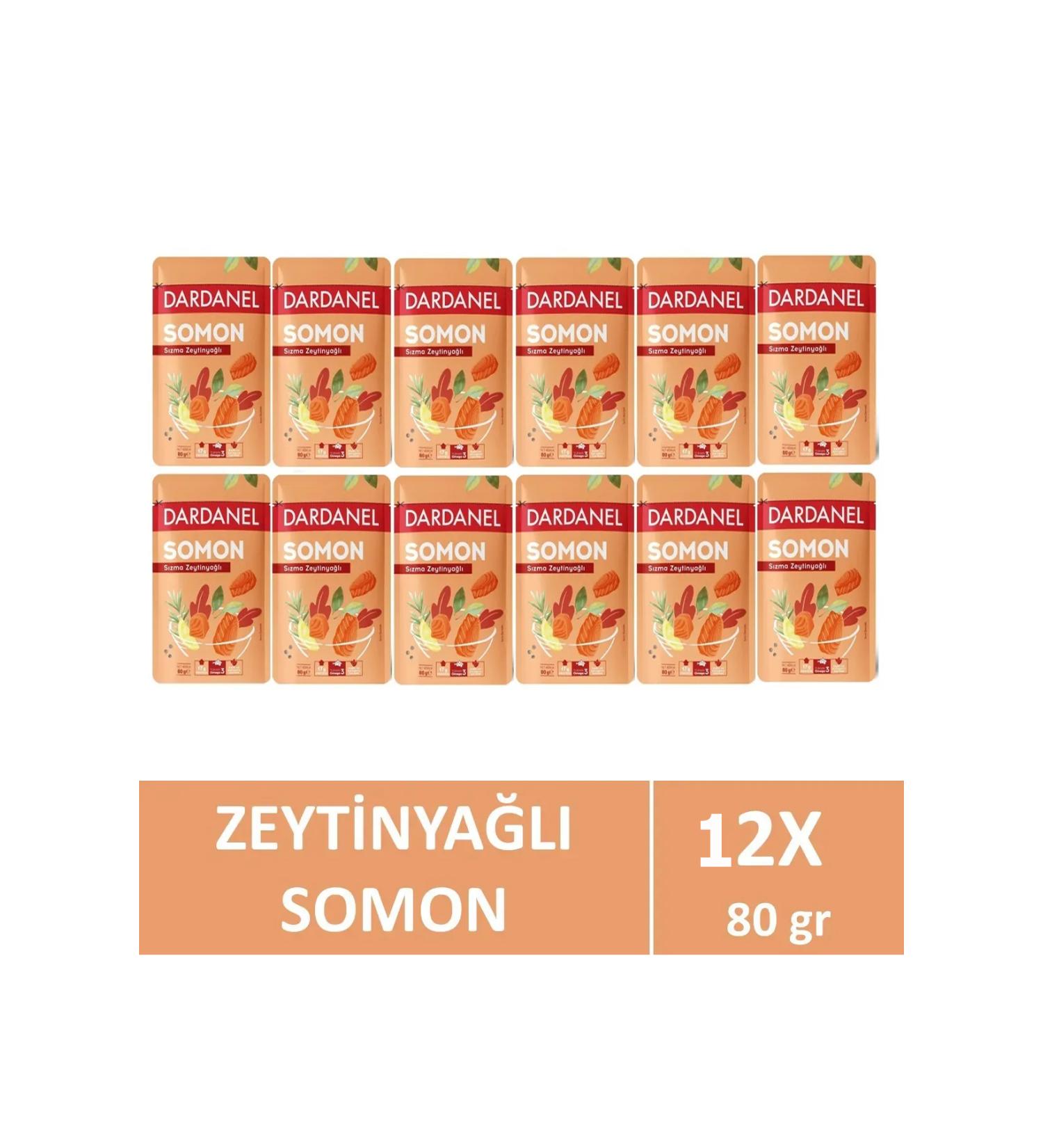 Dardanel Salmon in Olive Oil Bag 80 gr x 12 Pieces - Buy Online on GoSupps.com