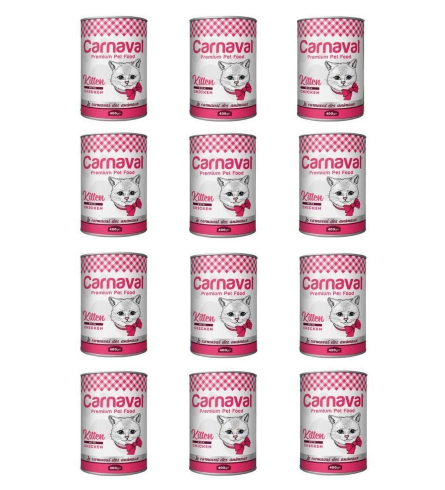 Pukka Ticaret Carnaval Cat Chicken Kitten Canned Food 400 gr x 12 Pieces