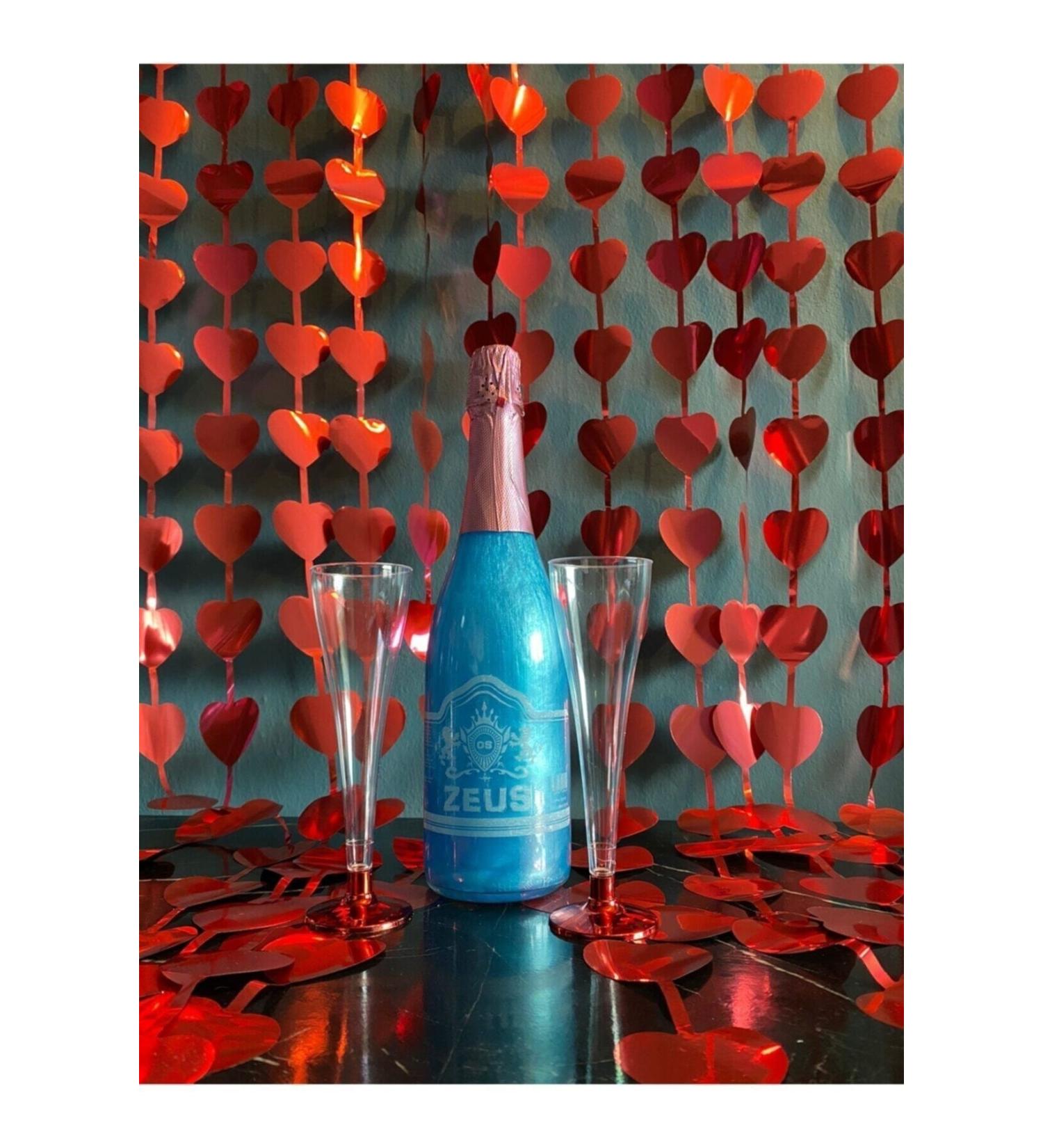 OS ZEUS Non-Alcoholic Sparkling Blueberry Flavored Carbonated Drink (2 Red Glasses)