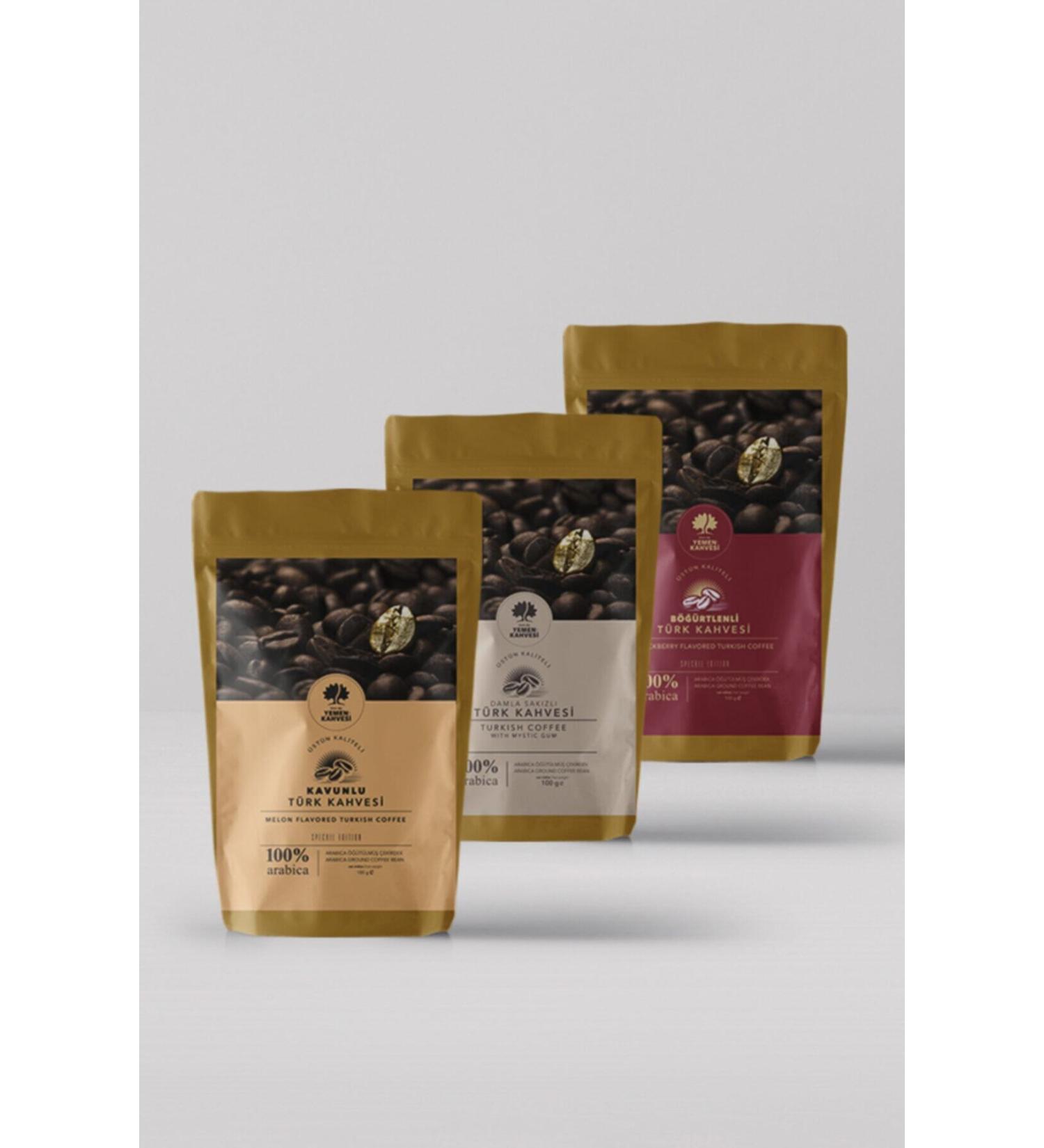 YEMEN COFFEE 100 gr Flavored Turkish Coffee Set of 3