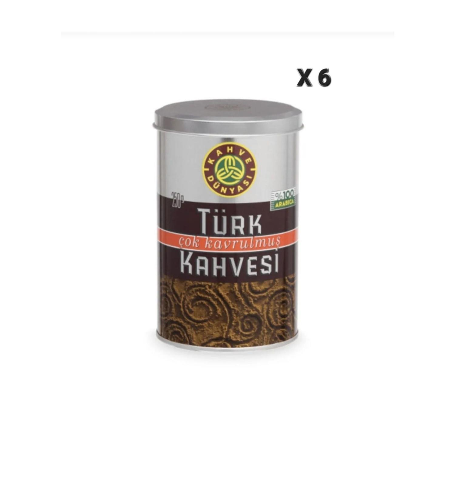 Kahve D nyas Very Roasted Tin Turkish Coffee 250 gr X 6 pieces