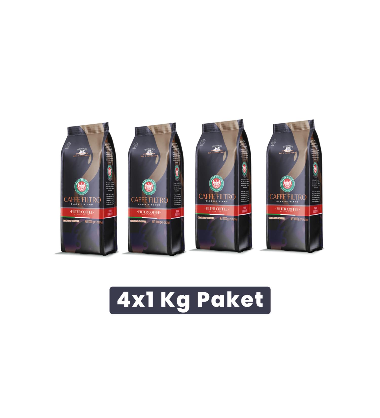 Mare Mosso Caffe Vendite Caffe Filtro Clasico Classic Filter Coffee (BEANS OR GROUND) 4x1 Kg Package