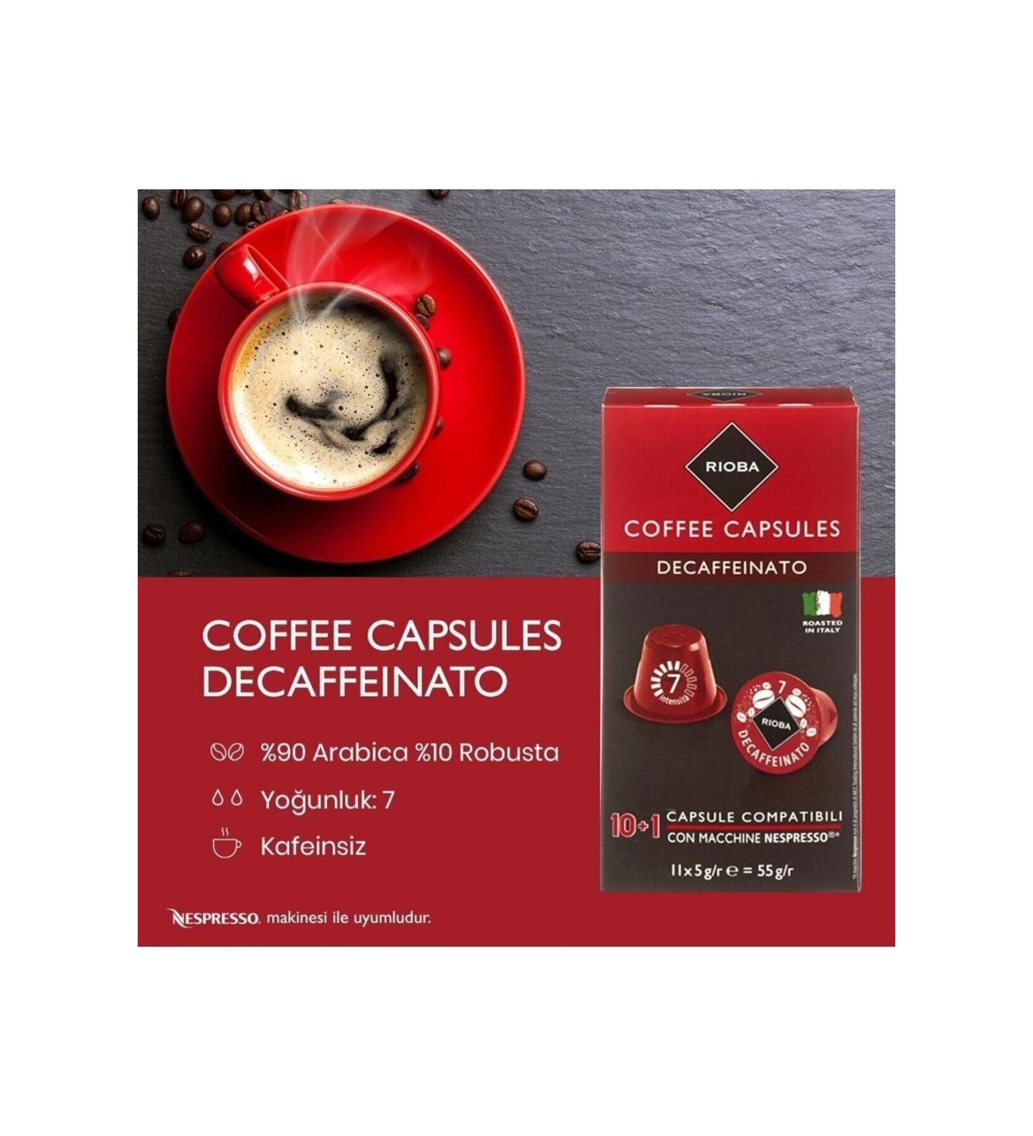 Rioba Capsule Coffee Decaffeinato Rich Aroma and Creamy Taste 11 Decaffeinated Capsule Coffee - Buy Online on GoSupps.com