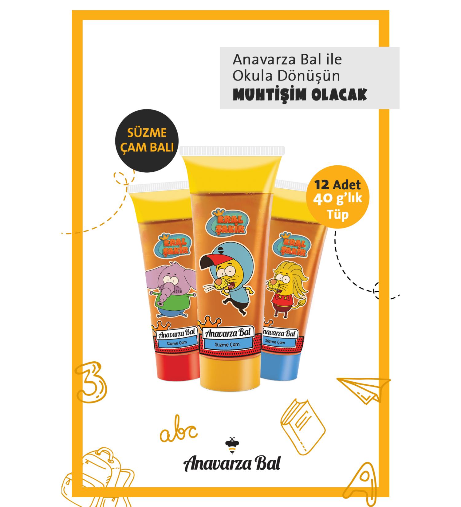 Anavarza Pure Pine Honey King akir Tube Honey 40 gr X 12 Pieces