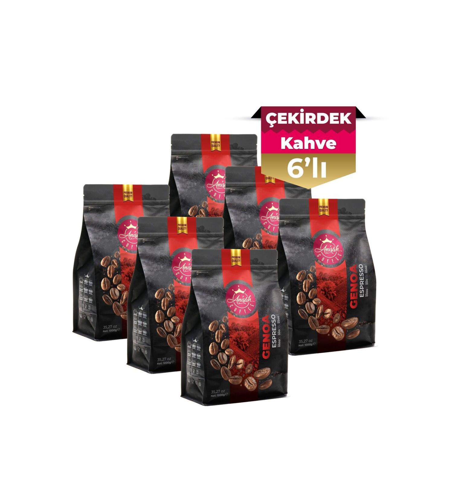 Anisah Coffee Genoa Espresso Bean Coffee 6 x 1000 Grams