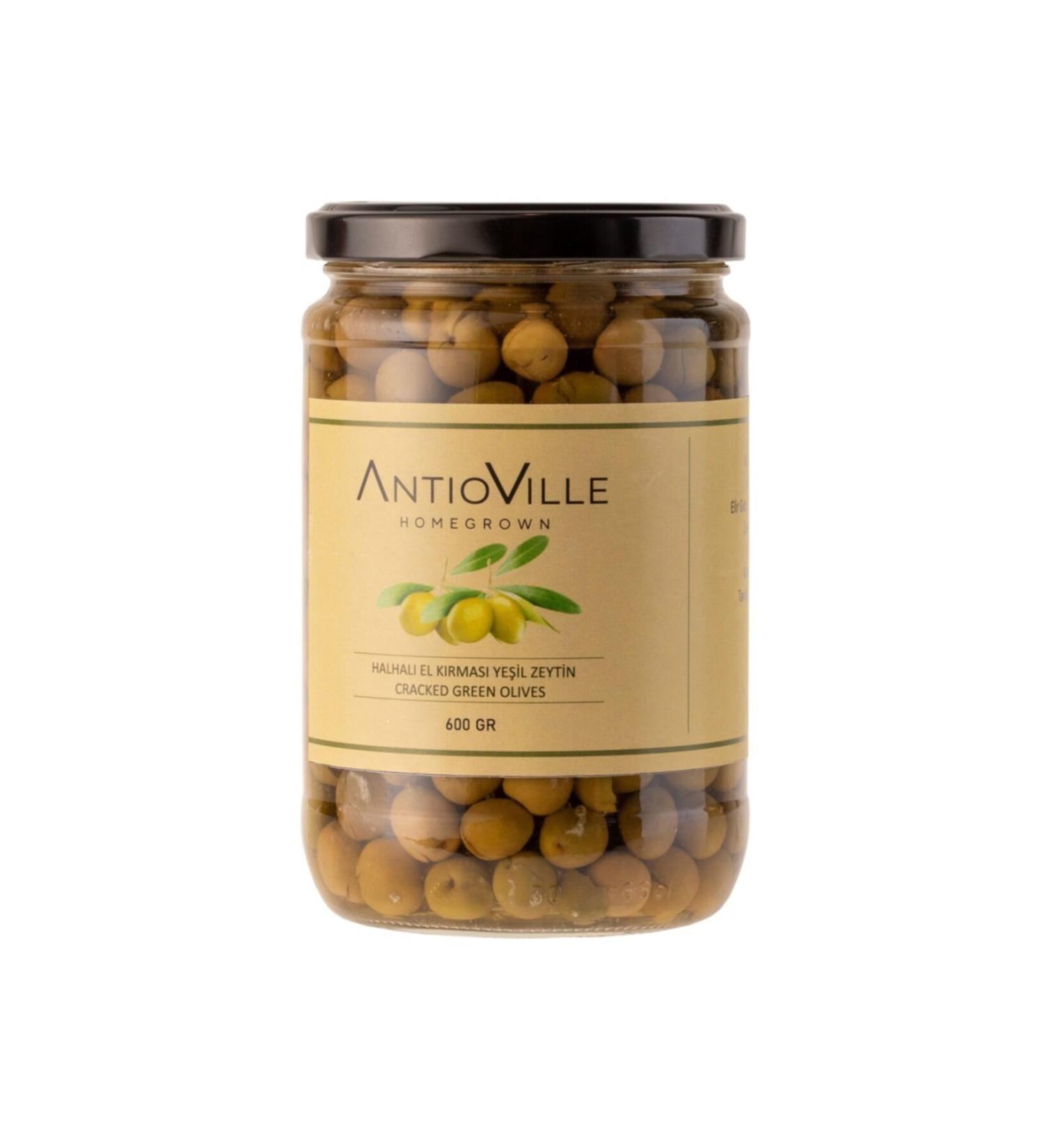 AntioVille Hatay Halhali Hand-Crushed Green Olives 500 gr / Green Olive
