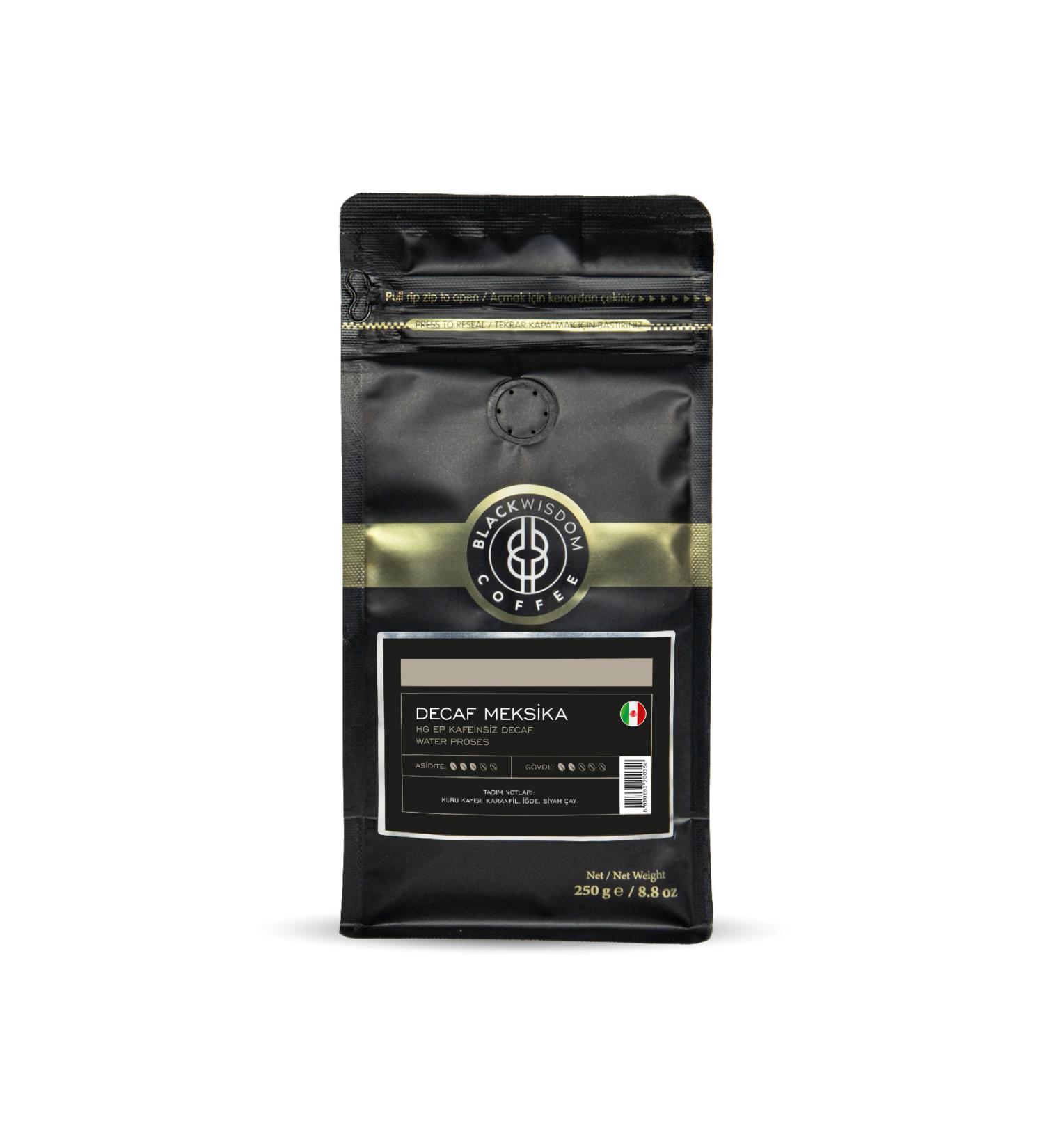 Black Wisdom Decaf Mexico - Hg Ep Decaffeinated Decaf Water Process Filter Coffee 500g