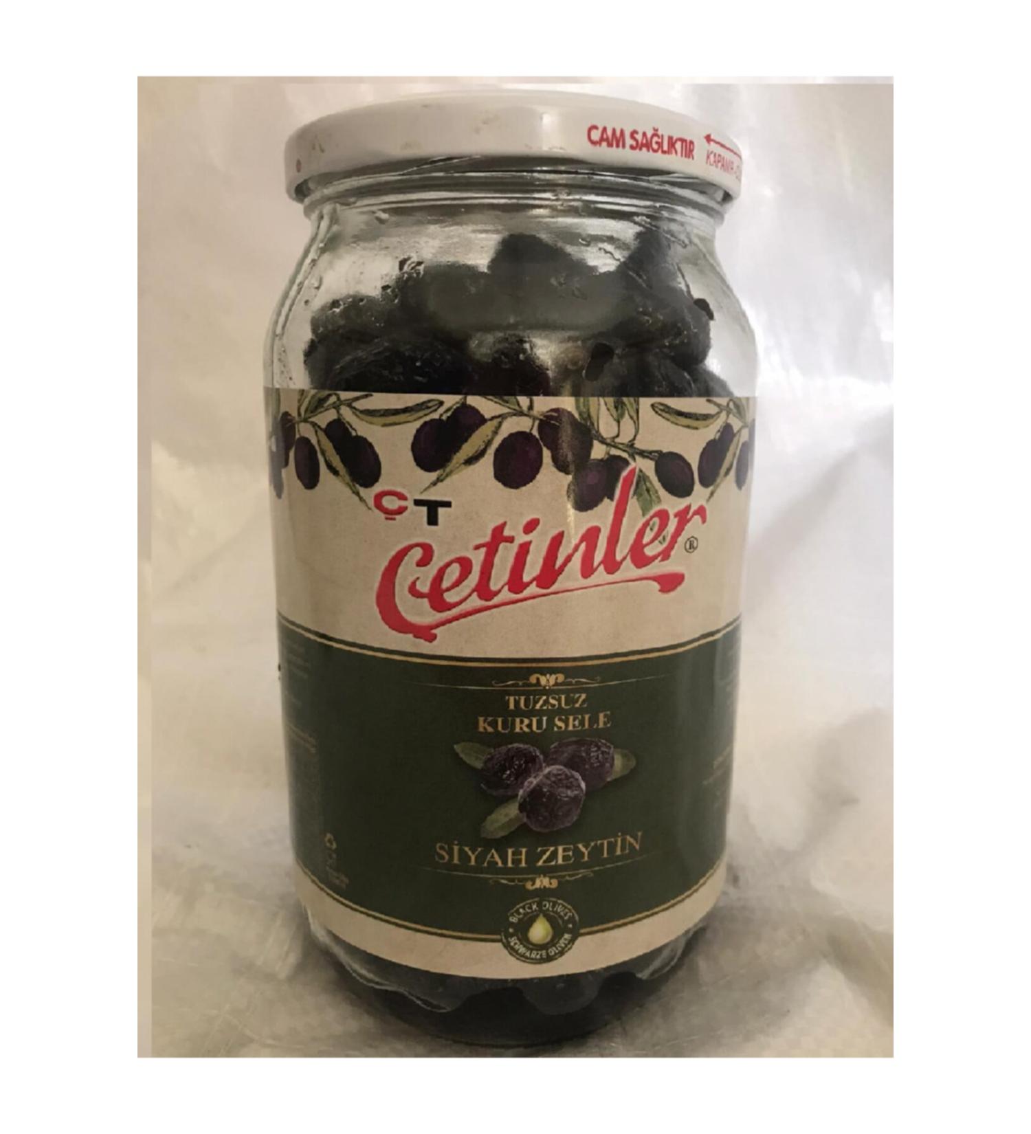 Cetinler Unsalted Sele Black Olives 1000 cc