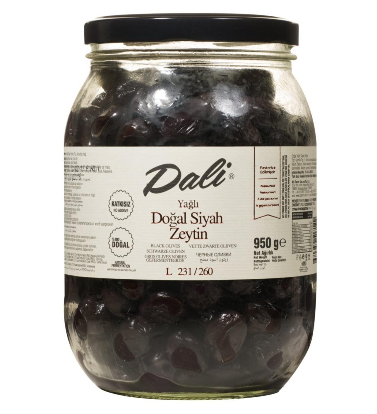 Dali Oil Black Olives 950 Gr. Glass 231/260 (l) X 2 Pieces