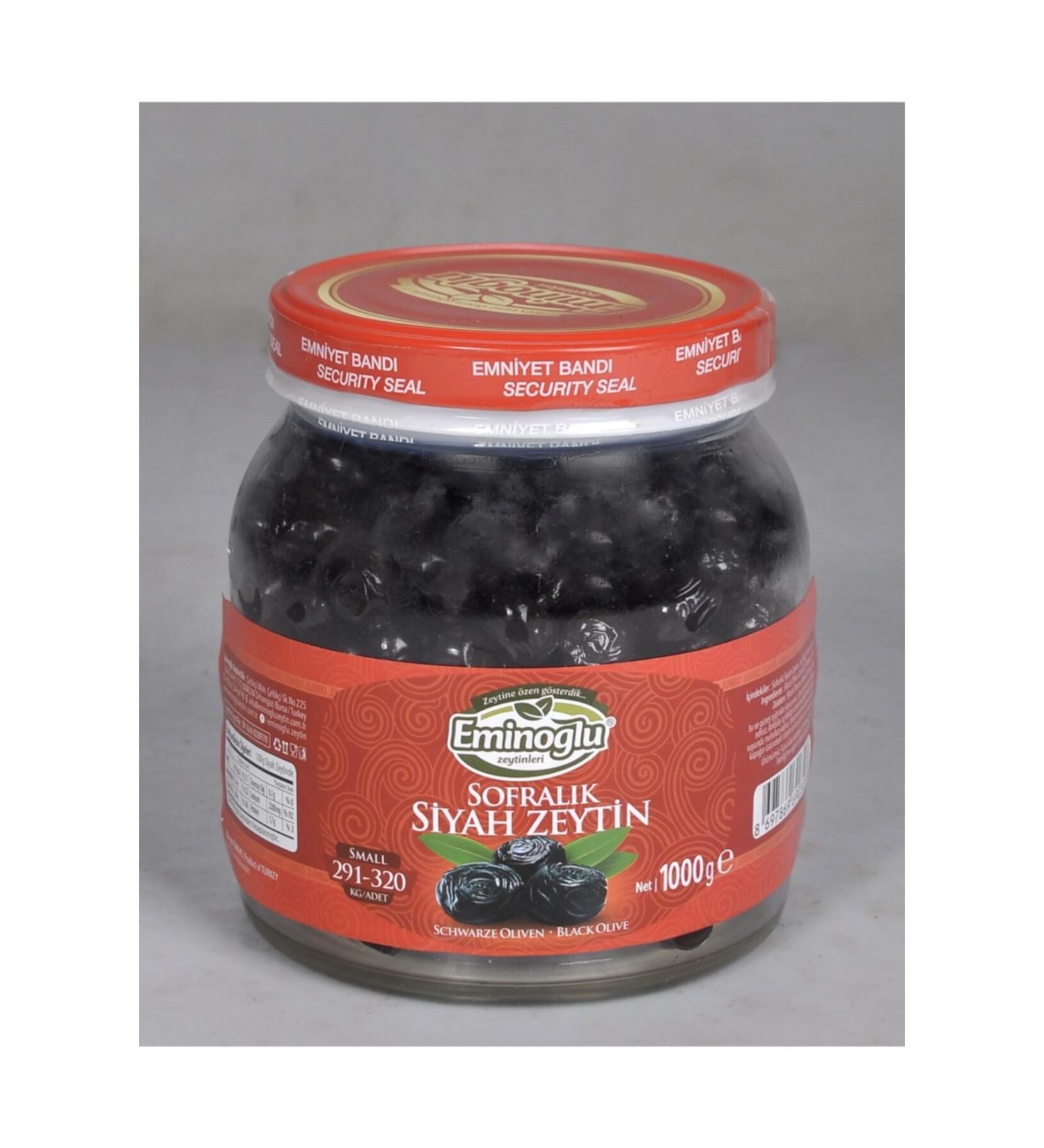 Emino lu Olive Gemlik Jumbo Black Olive 1 Kg 291-320 Klb