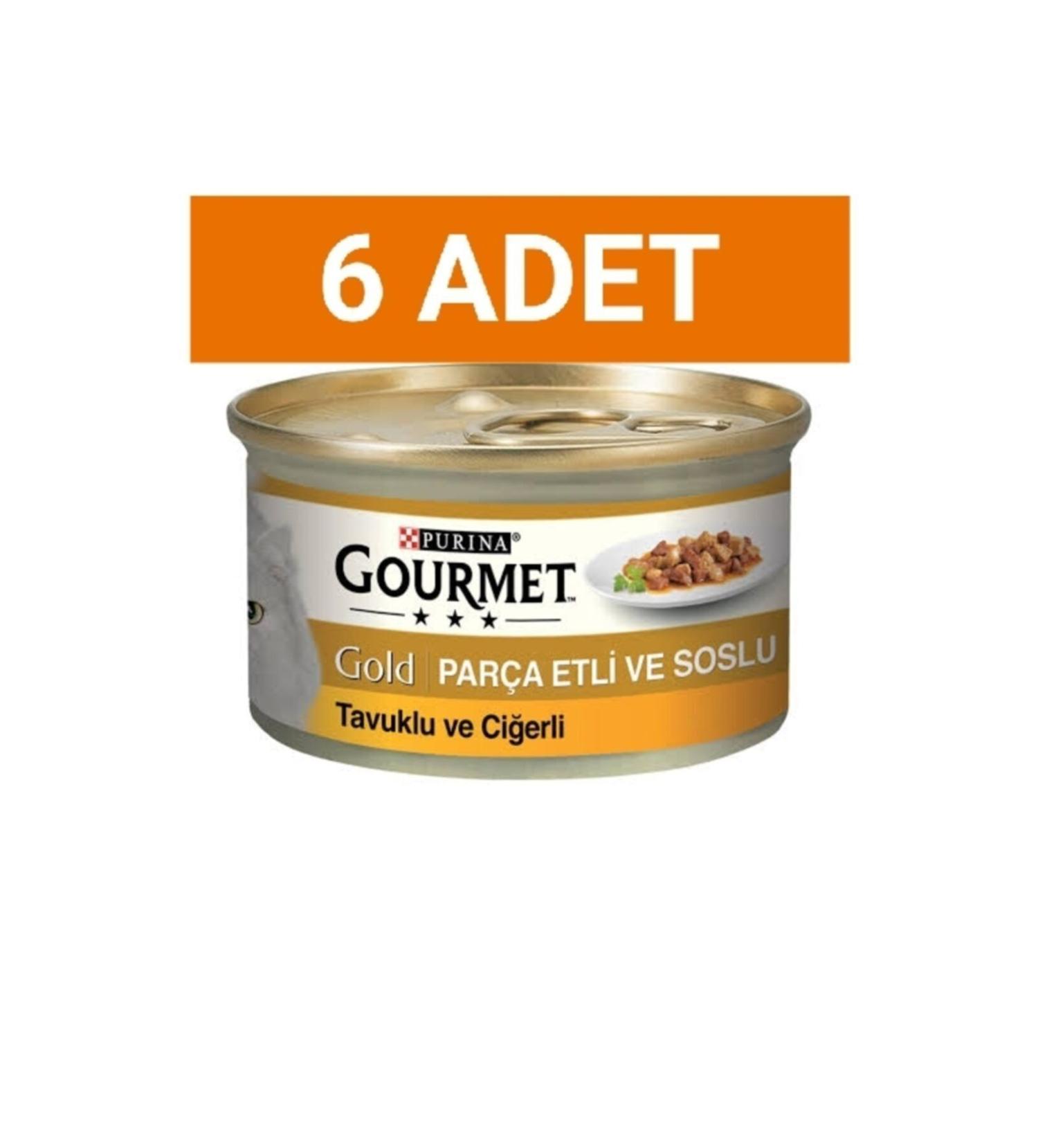 Gourmet Purina Gold Piece Meat Sauce Chicken Liver 85 Gr Wet Food 6 Pieces