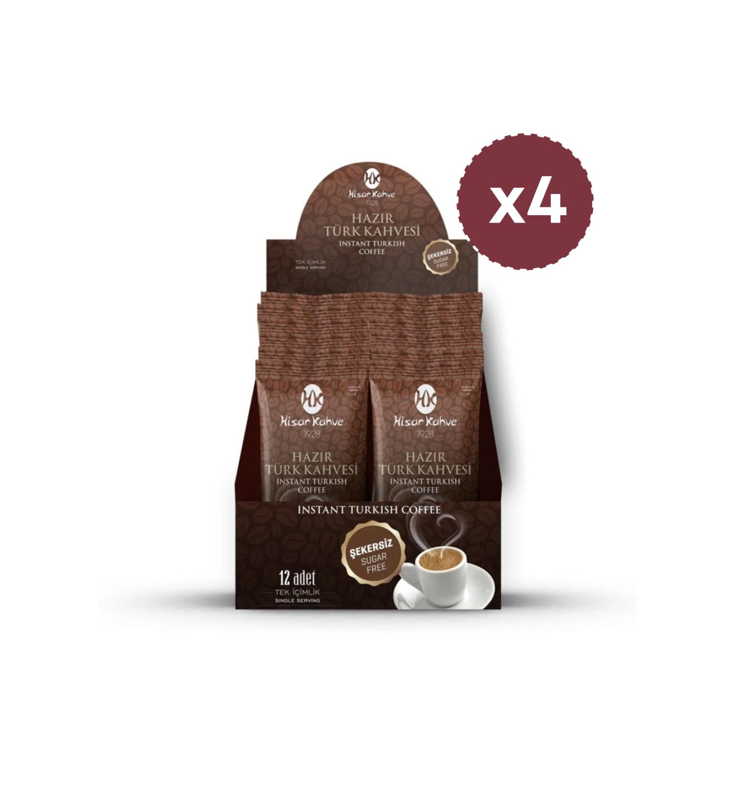 Hisar Kahve Instant Turkish Coffee Sugar-Free 12-Piece (X4) - Buy Online on GoSupps.com
