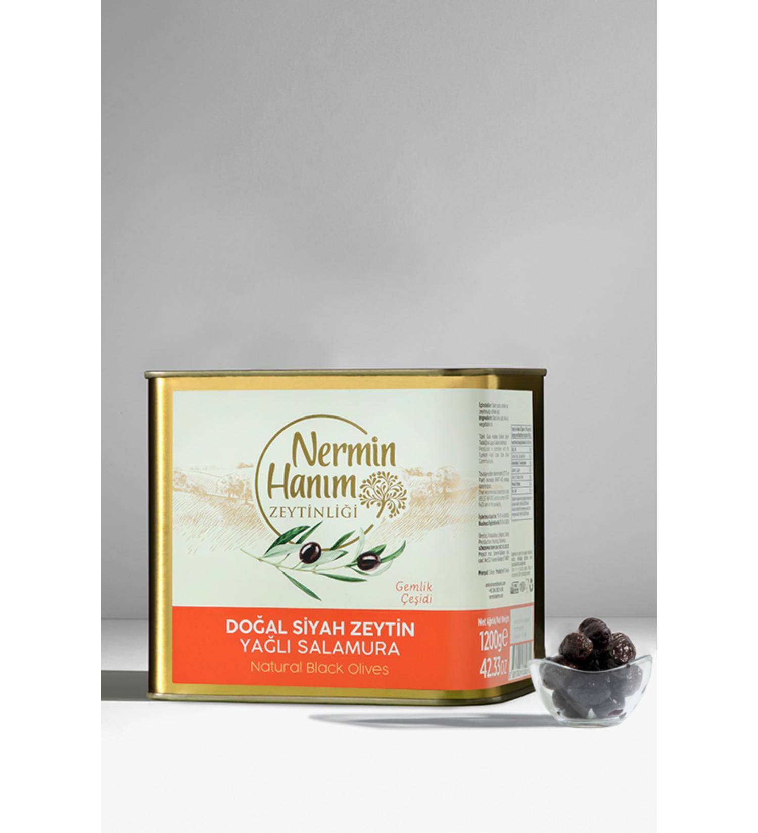 Nermin Han m Zeytinl Gemlik Black Olives in Oil Brine (1.2 kg)