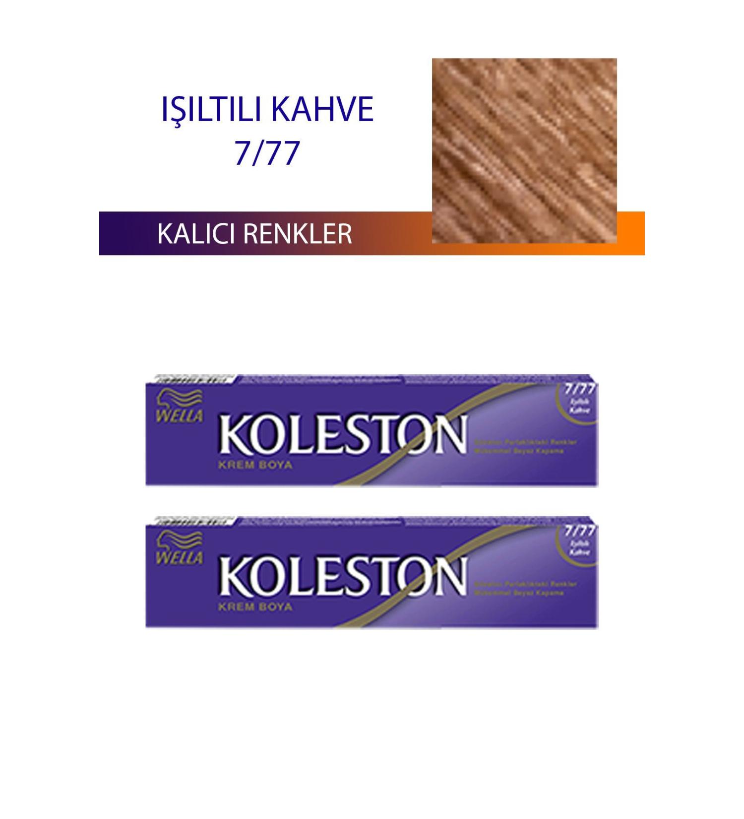 Wella 2 Piece Single Tube Hair Dye Shiny Brown 7/77