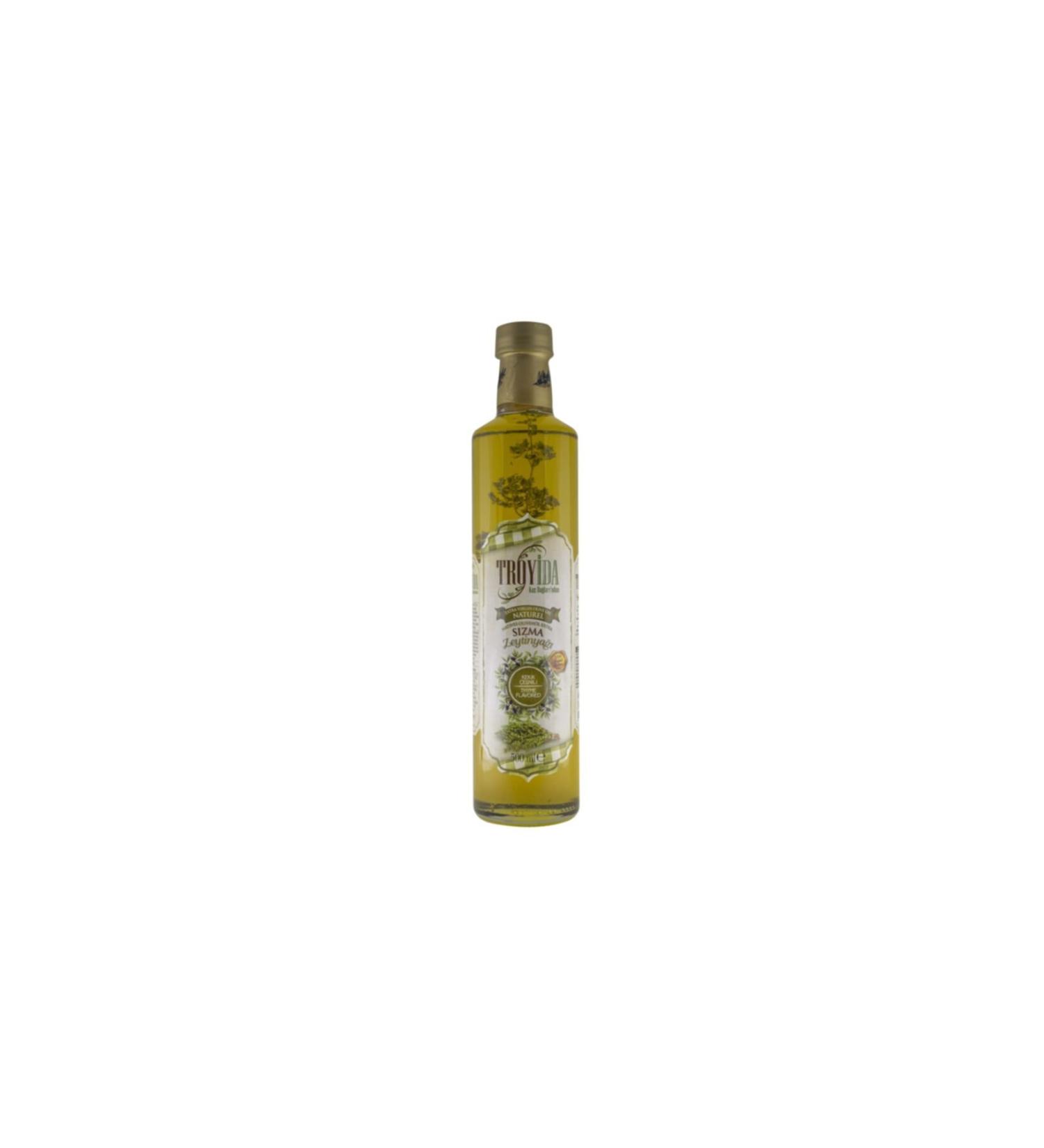 Troyida Thyme Flavored Extra Virgin Olive Oil Glass Bottle 500 Ml