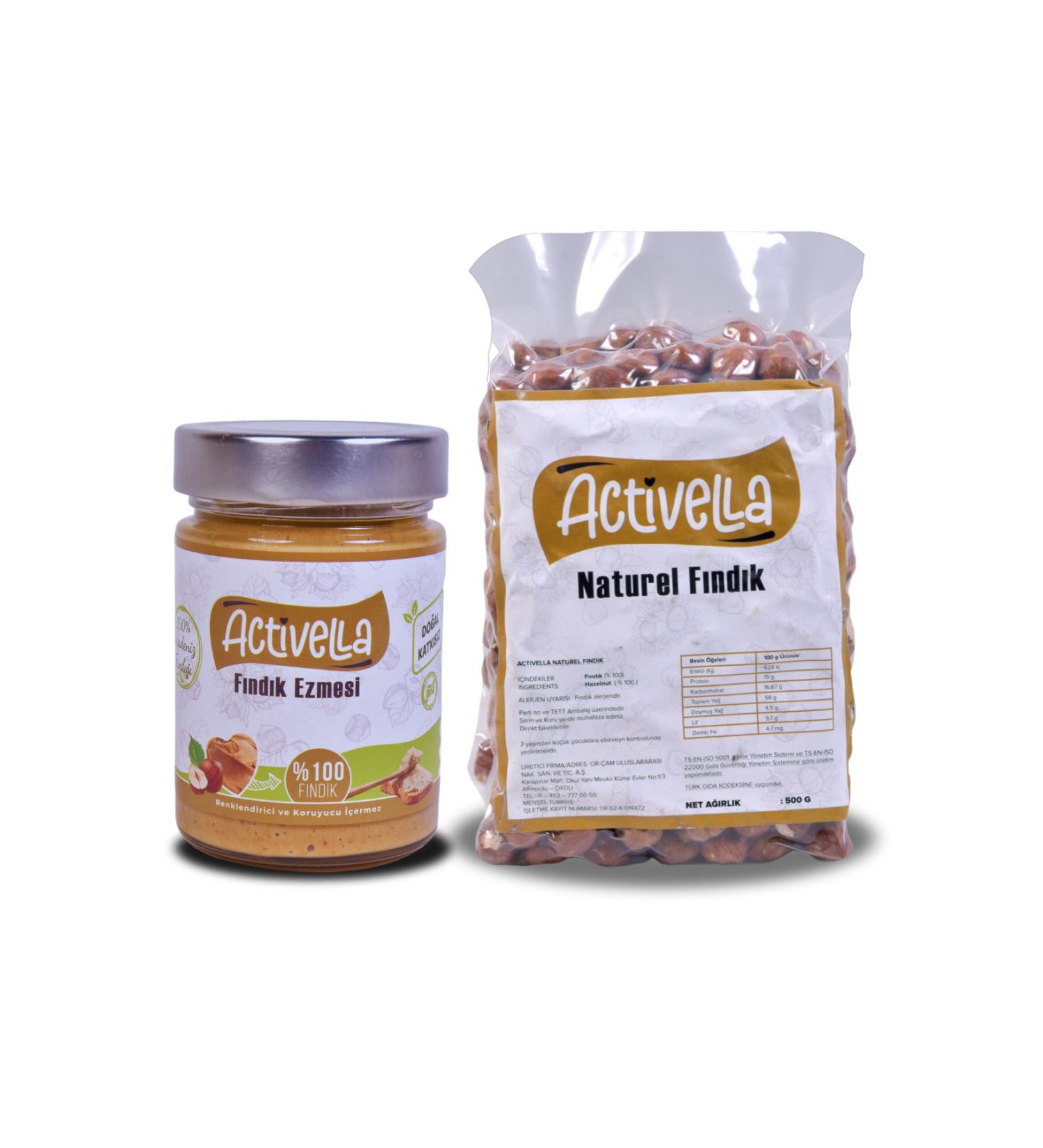 Activella Cocoa Hazelnut Paste 330gr 5 Hazelnuts + Shelled Hazelnuts 500gr