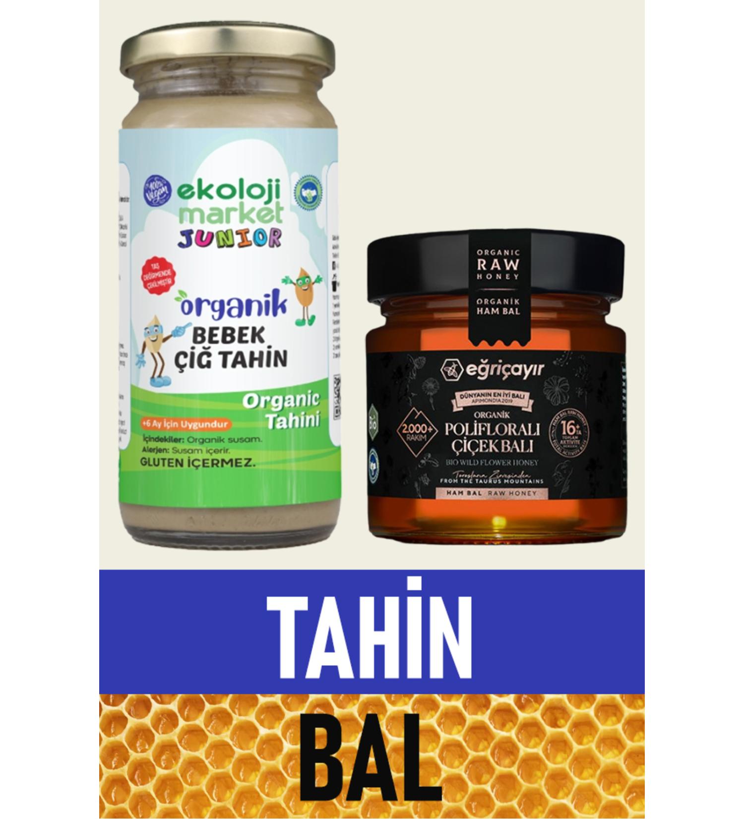 Ekoloji Market Organic Raw Tahini 230 gr + Organic Polyflora Honey 300 gr - Buy Online on GoSupps.com