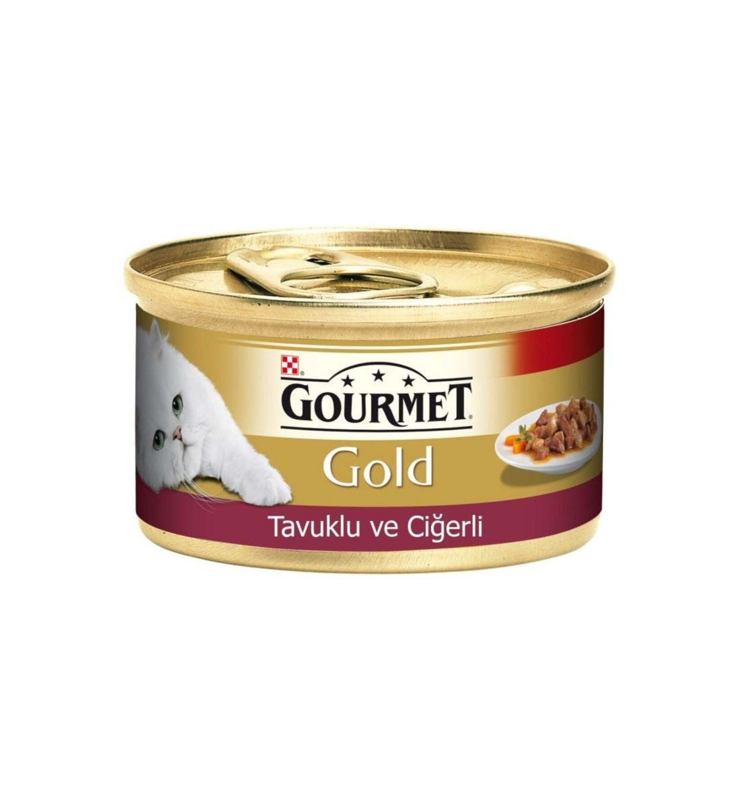 Gourmet Gold Chicken and Liver Adult Cat Canned Food 85 gr