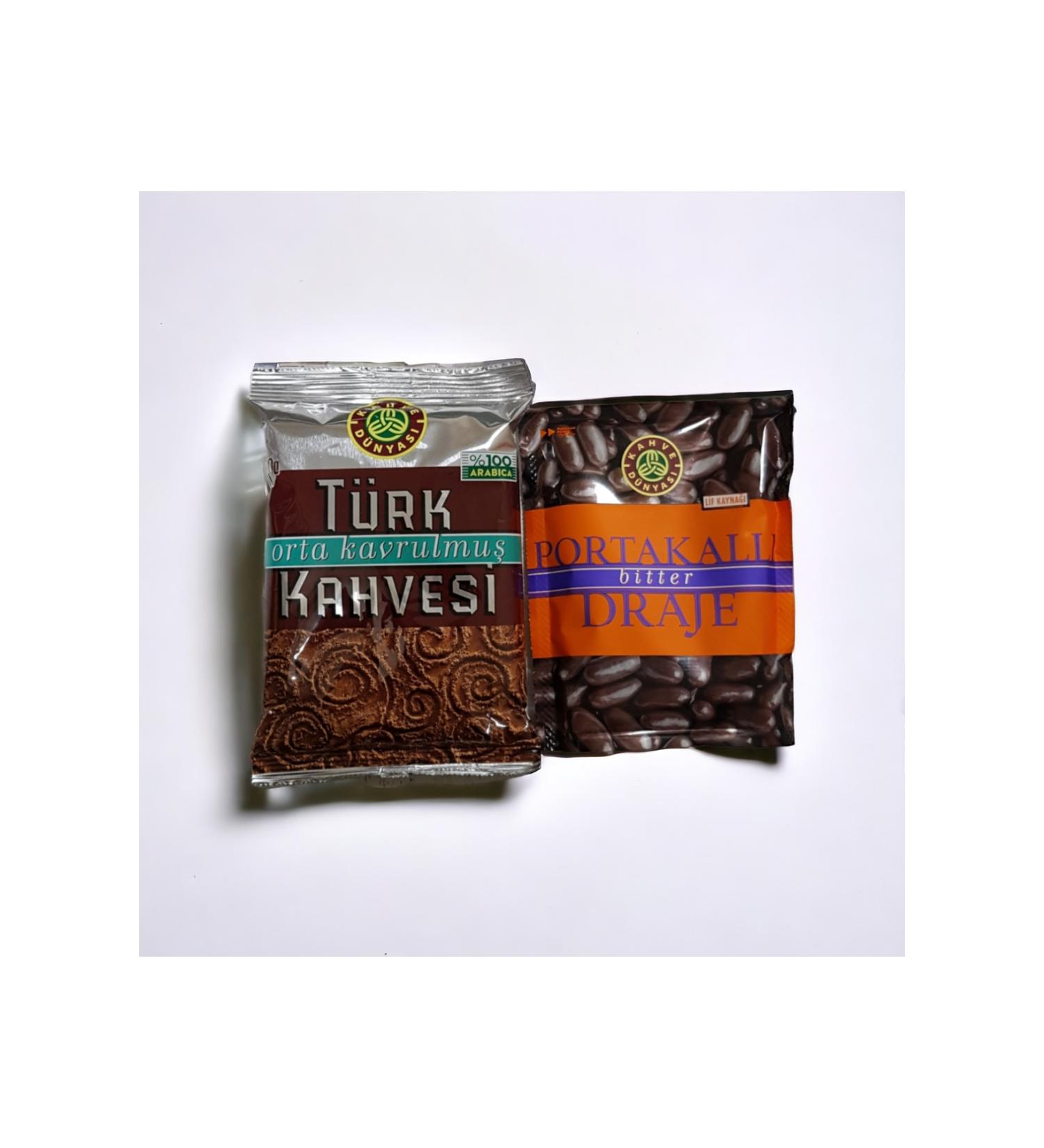 Kahve D nyas Medium Roast Turkish Coffee 100 gr and Orange Bitter Dragee 60 gr