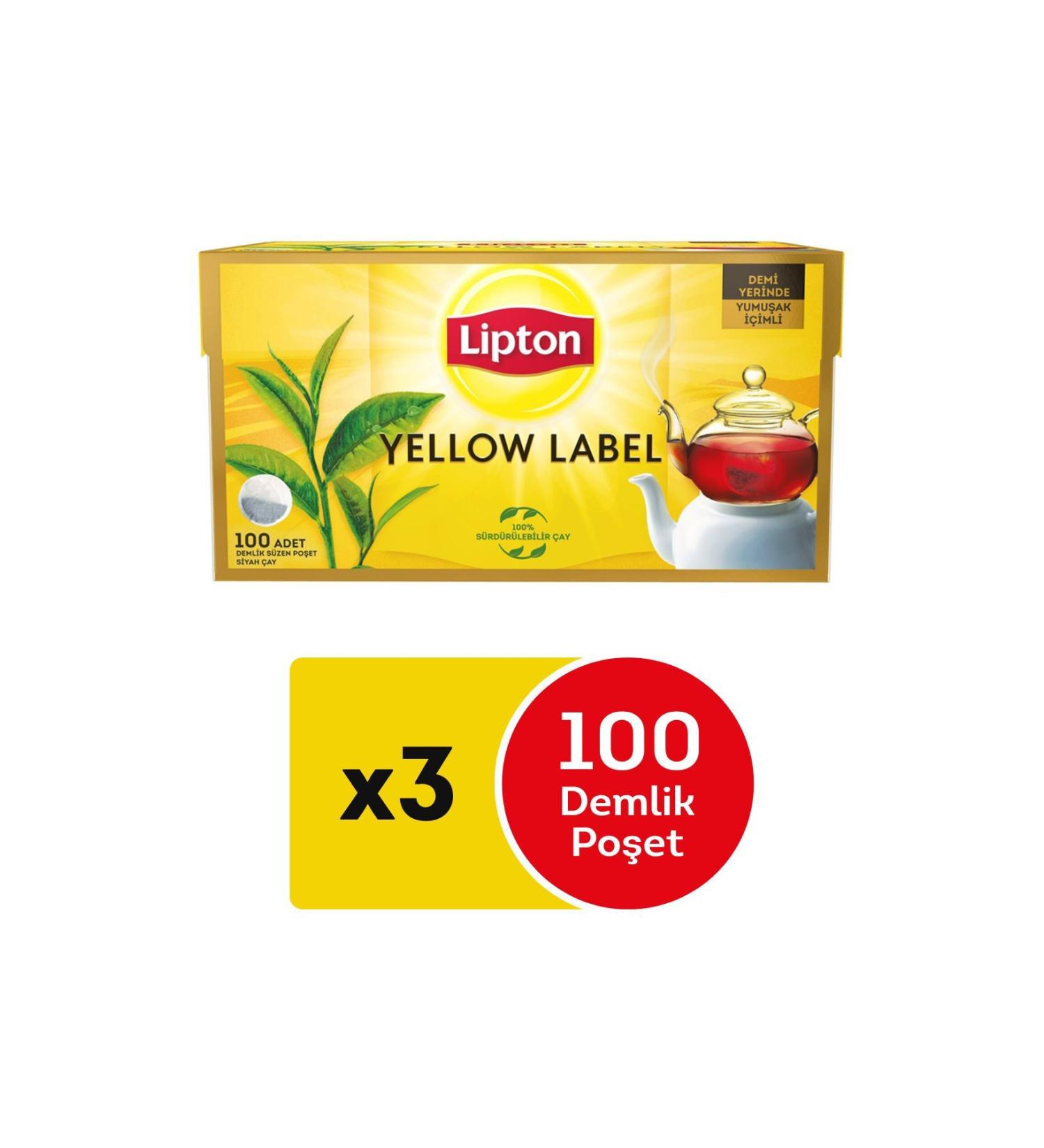 Lipton 3 Pieces Yellow Label Teapot Tea Bags 100pcs - Buy Online on GoSupps.com