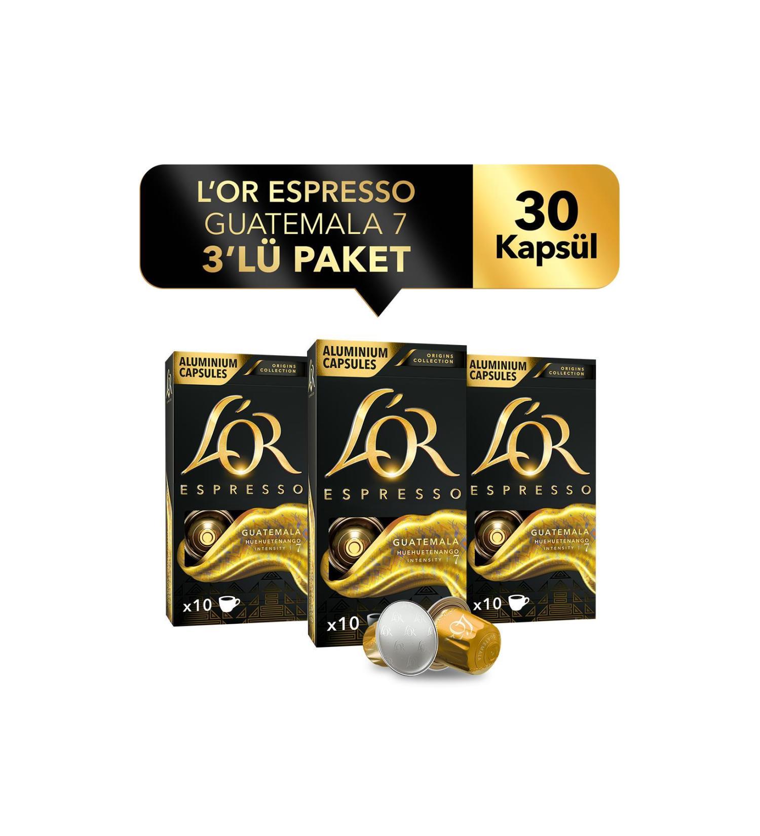 L'OR Espresso Origin Guatemala Nespresso Compatible Aluminum Coffee Capsules 30 Pieces (10 X 3 PACKS) - Buy Online on GoSupps.com