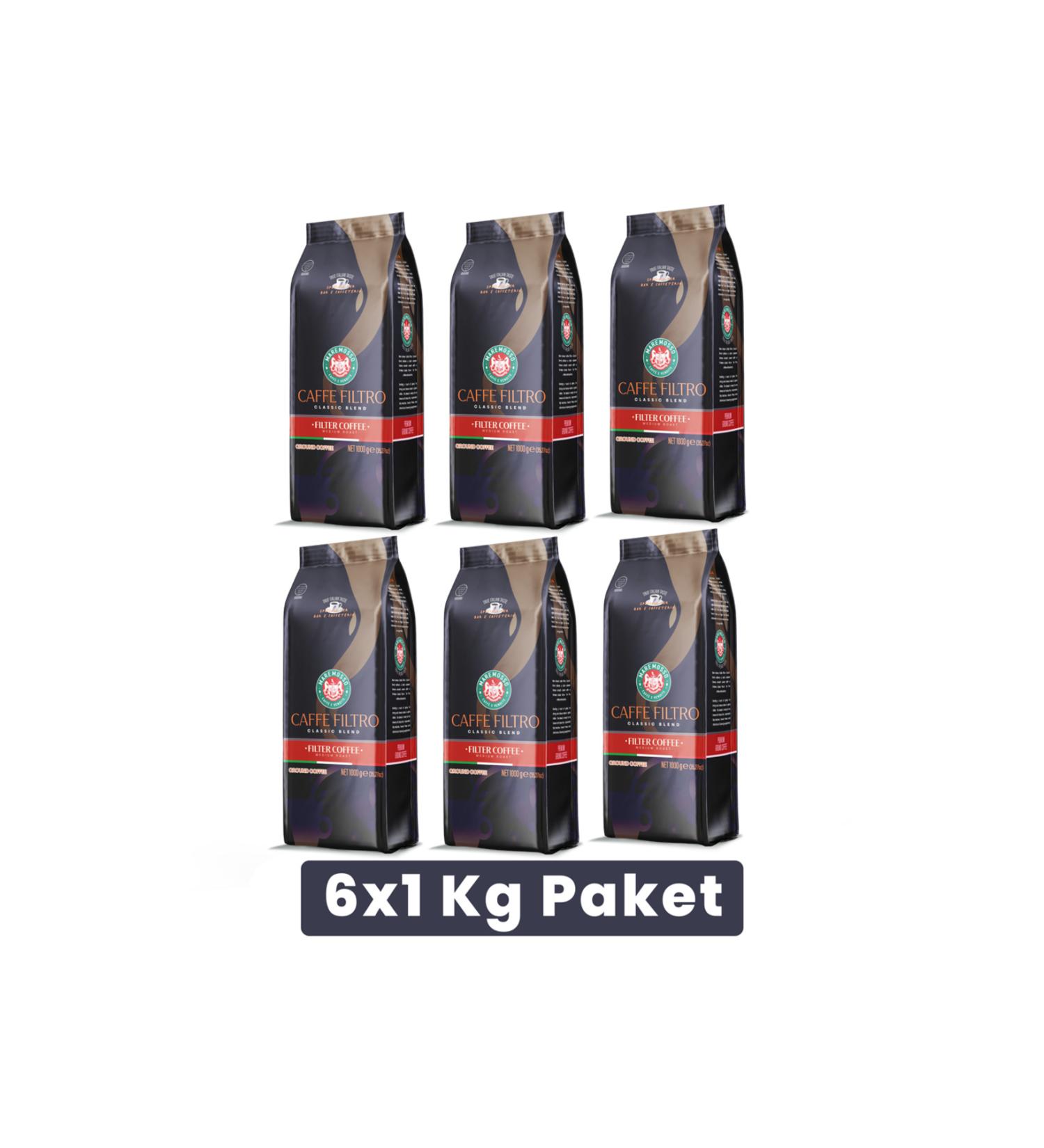 mare mosso Caffe Filtro Clasico Classic Filter Coffee (BEANS OR GROUND) 6x1 Kg Package