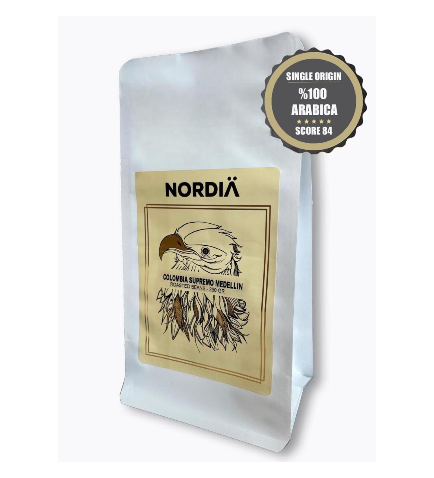 NORDIA Bean (250 GR) Colombia Supremo Medellin Coffee - Buy Online on GoSupps.com