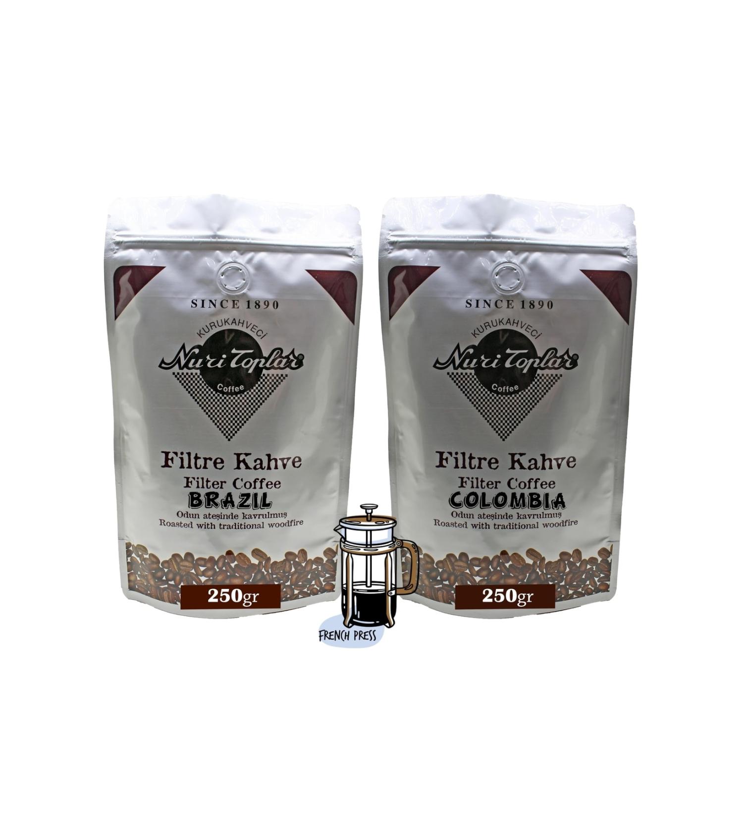 Nuri Toplar 300 gr Turkish Coffee in Metal Box 100 gr Mastic Coffee